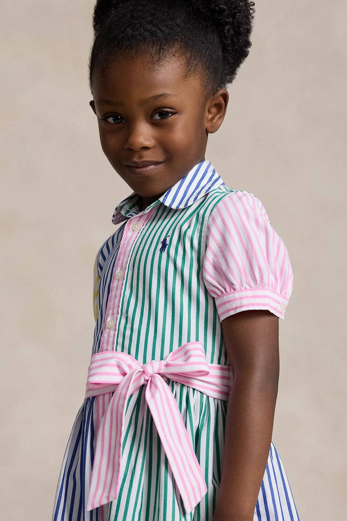 Polo Ralph Lauren Kids 2-4 Yaş Kız Çocuk Kemerli Çizgili Gömlek Elbise