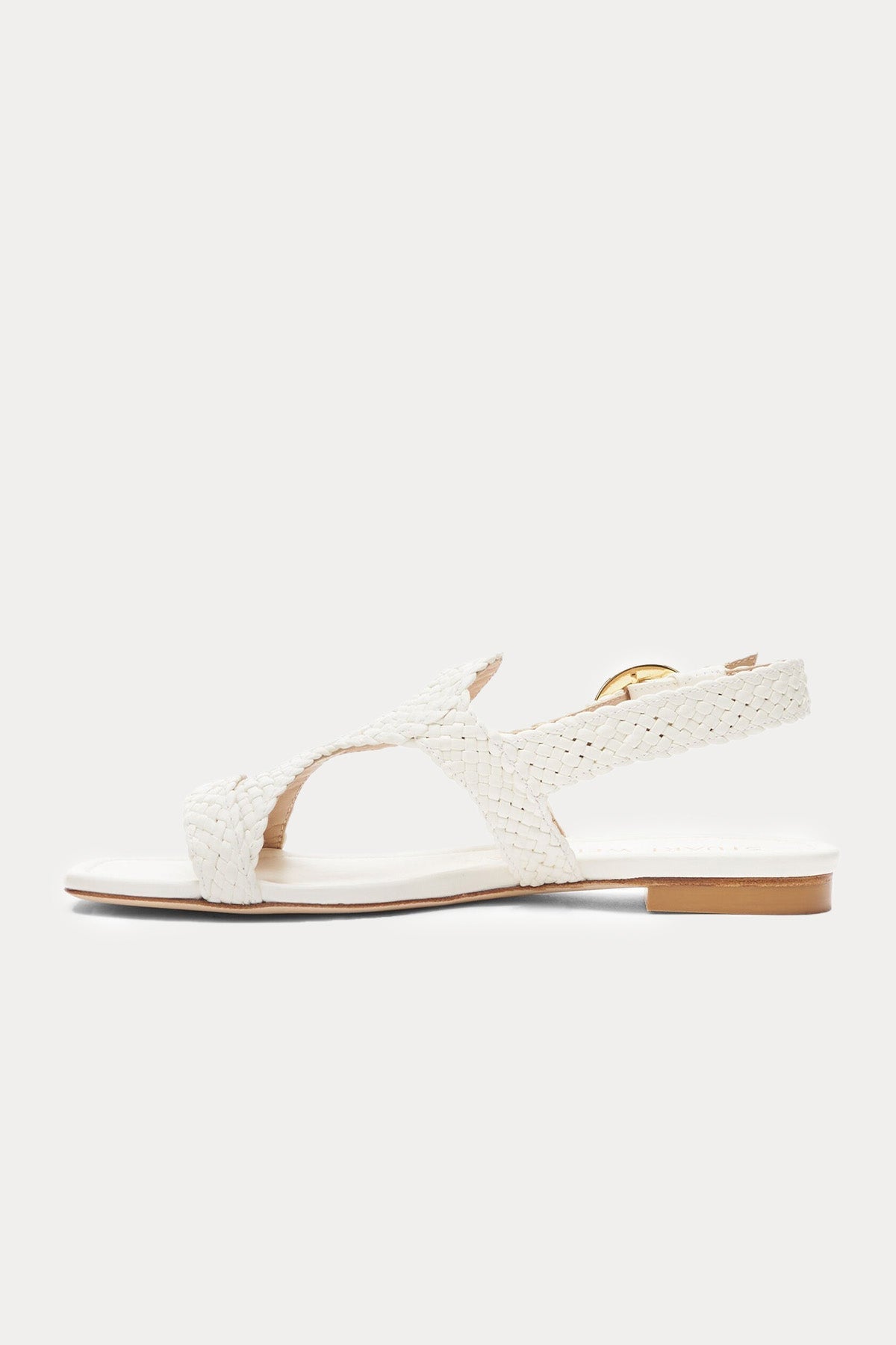 Stuart Weitzman Küt Burunlu Örgü Deri Sandalet