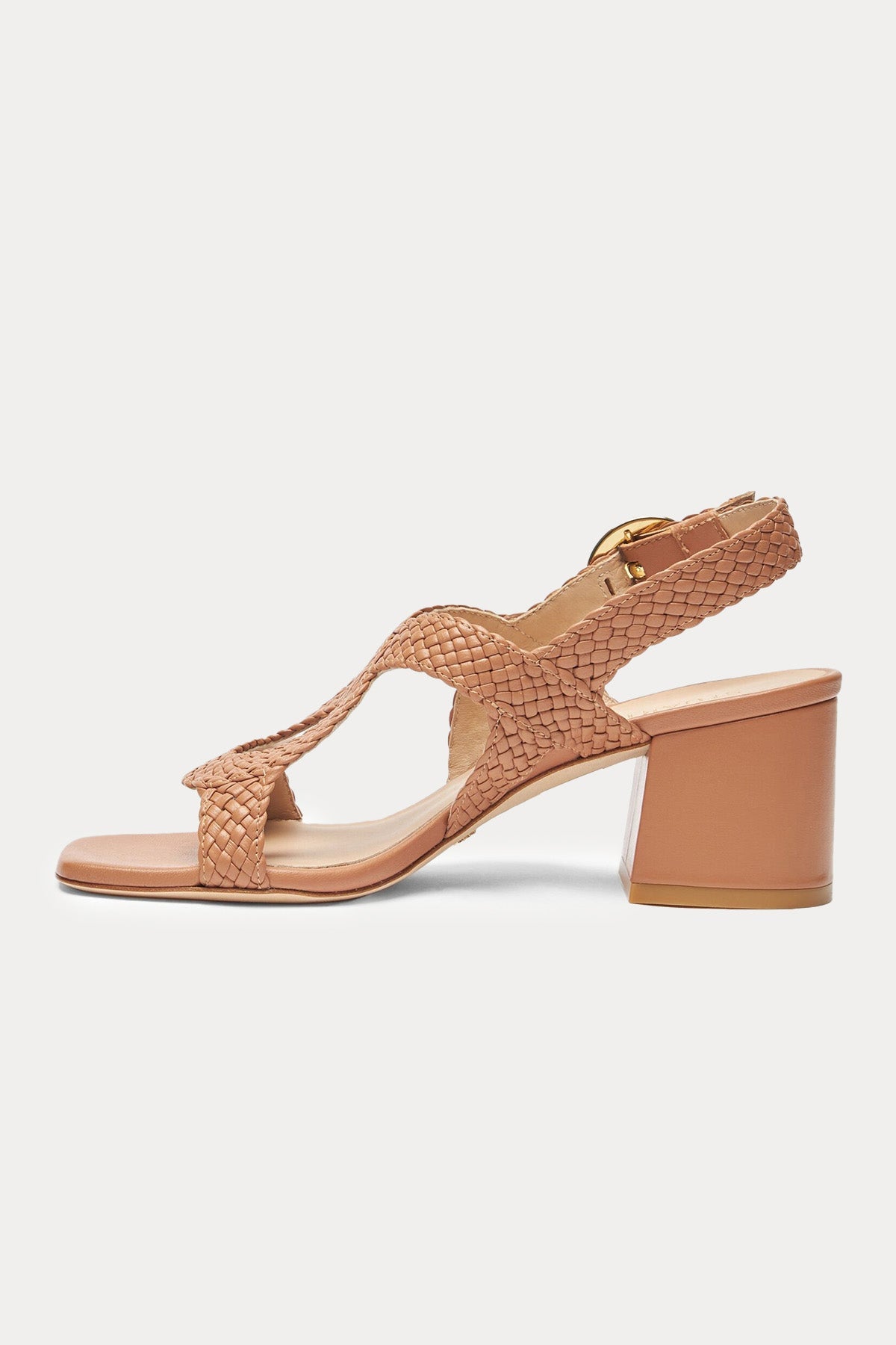 Stuart Weitzman Küt Burunlu Örgü Deri Sandalet