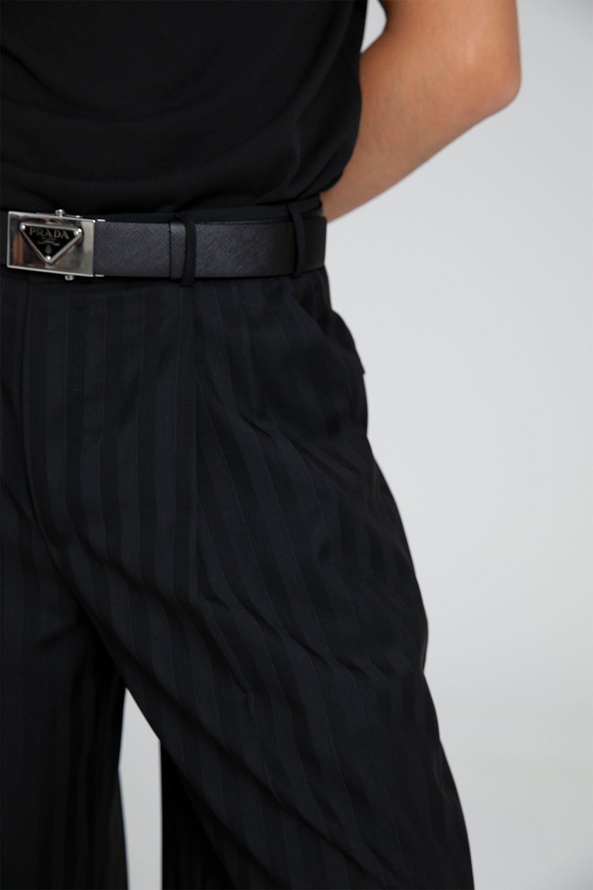 Pantaloni Torino Edge Geniş Kesim Çizgili Yün Pantolon-Pantolon-Libas