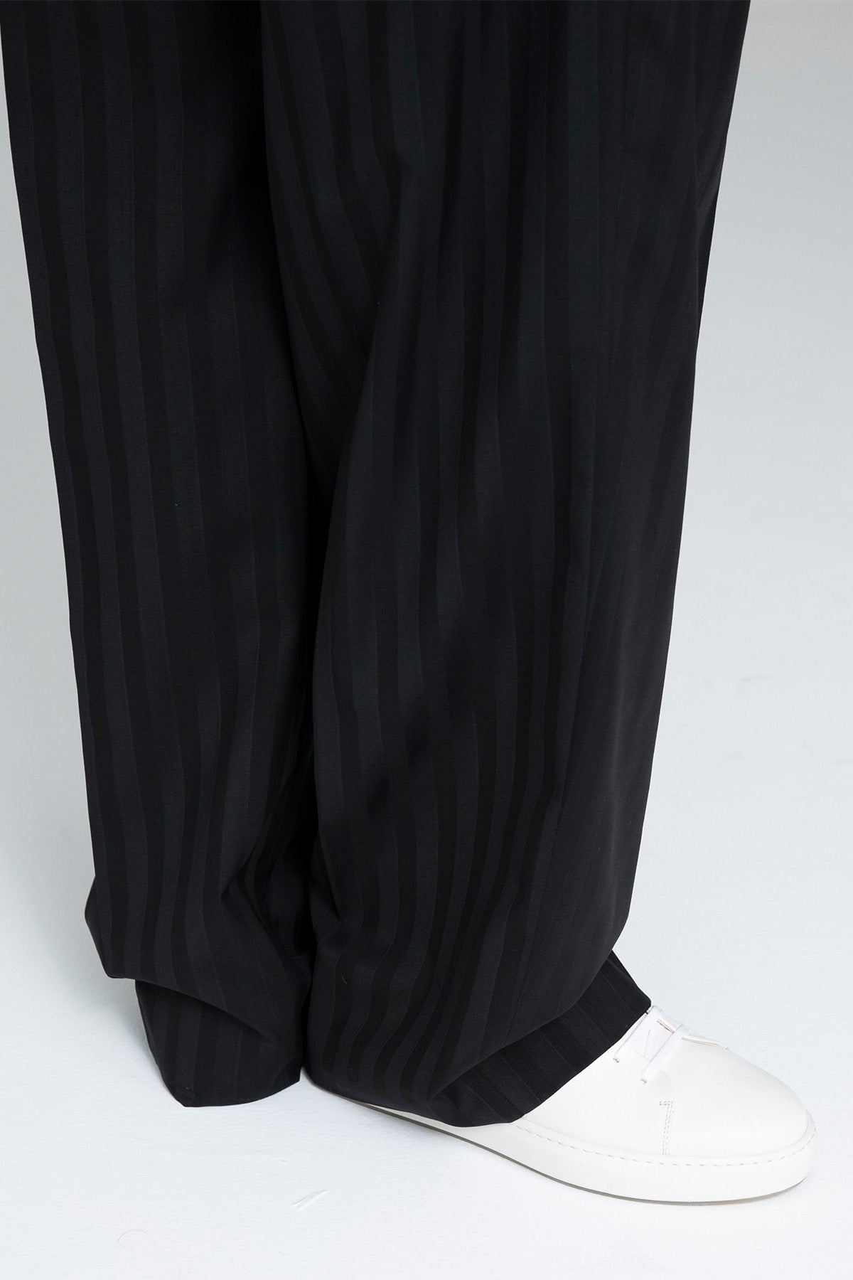 Pantaloni Torino Edge Geniş Kesim Çizgili Yün Pantolon-Pantolon-Libas
