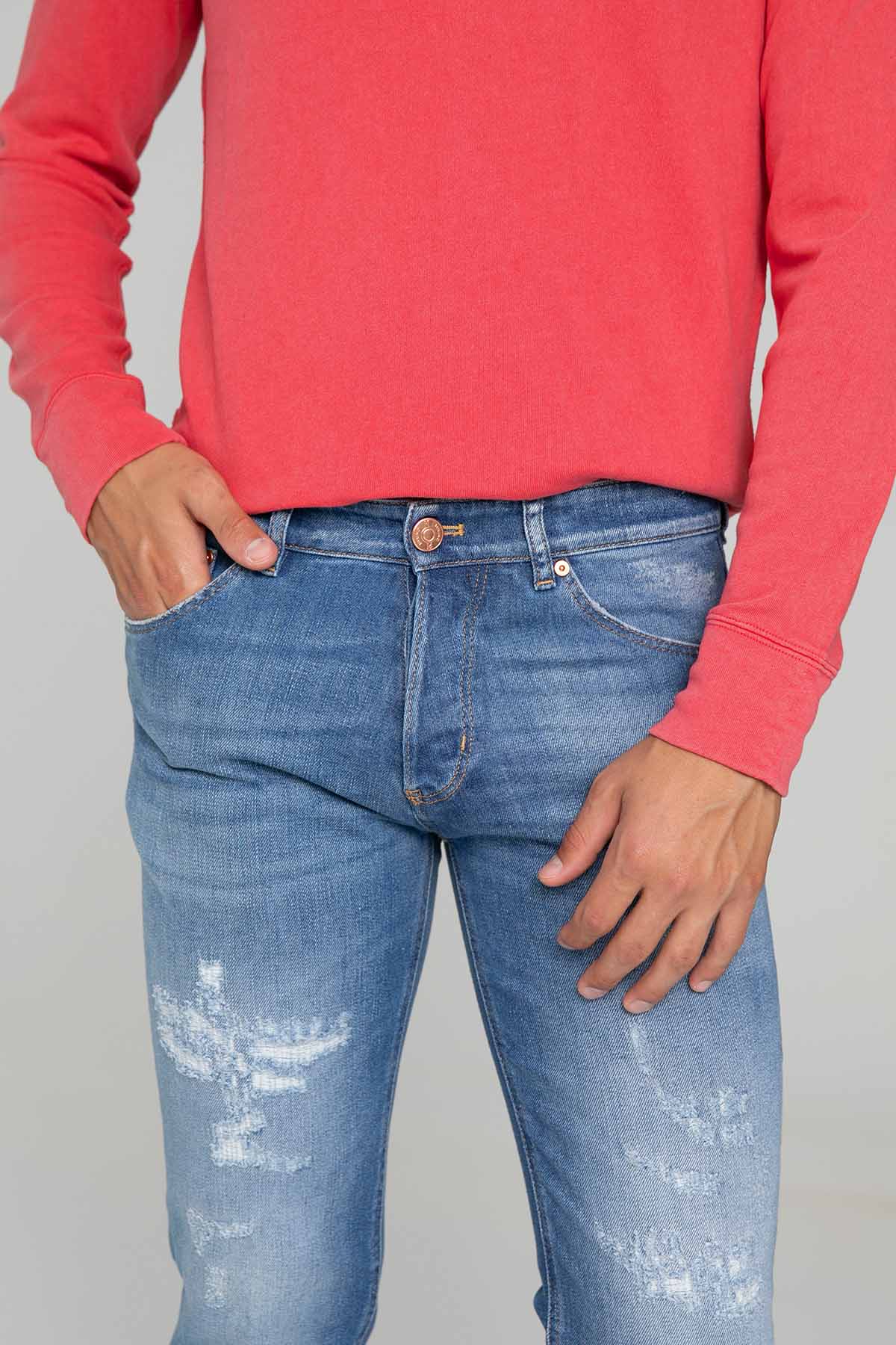 Pantaloni Torino Reggae Fit Yıkamalı Duble Paça Jeans-Jeans-Libas