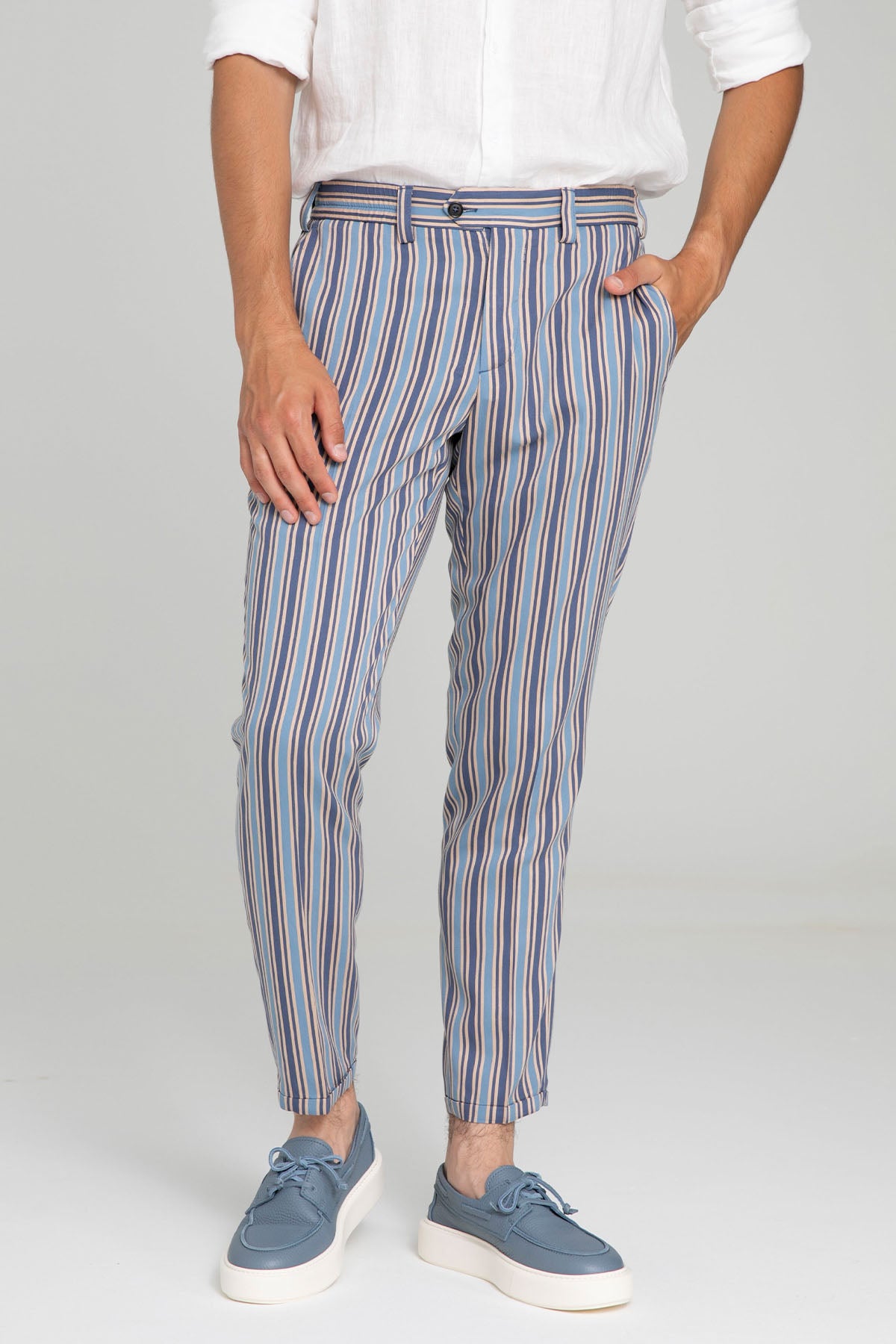 Pantaloni Torino The Rebel Streç Duble Paça Çizgili Pantolon