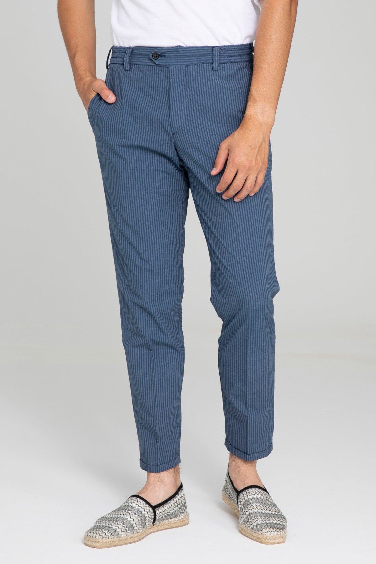 Pantaloni Torino The Rebel Slim Fit Streç Çizgili Pantolon