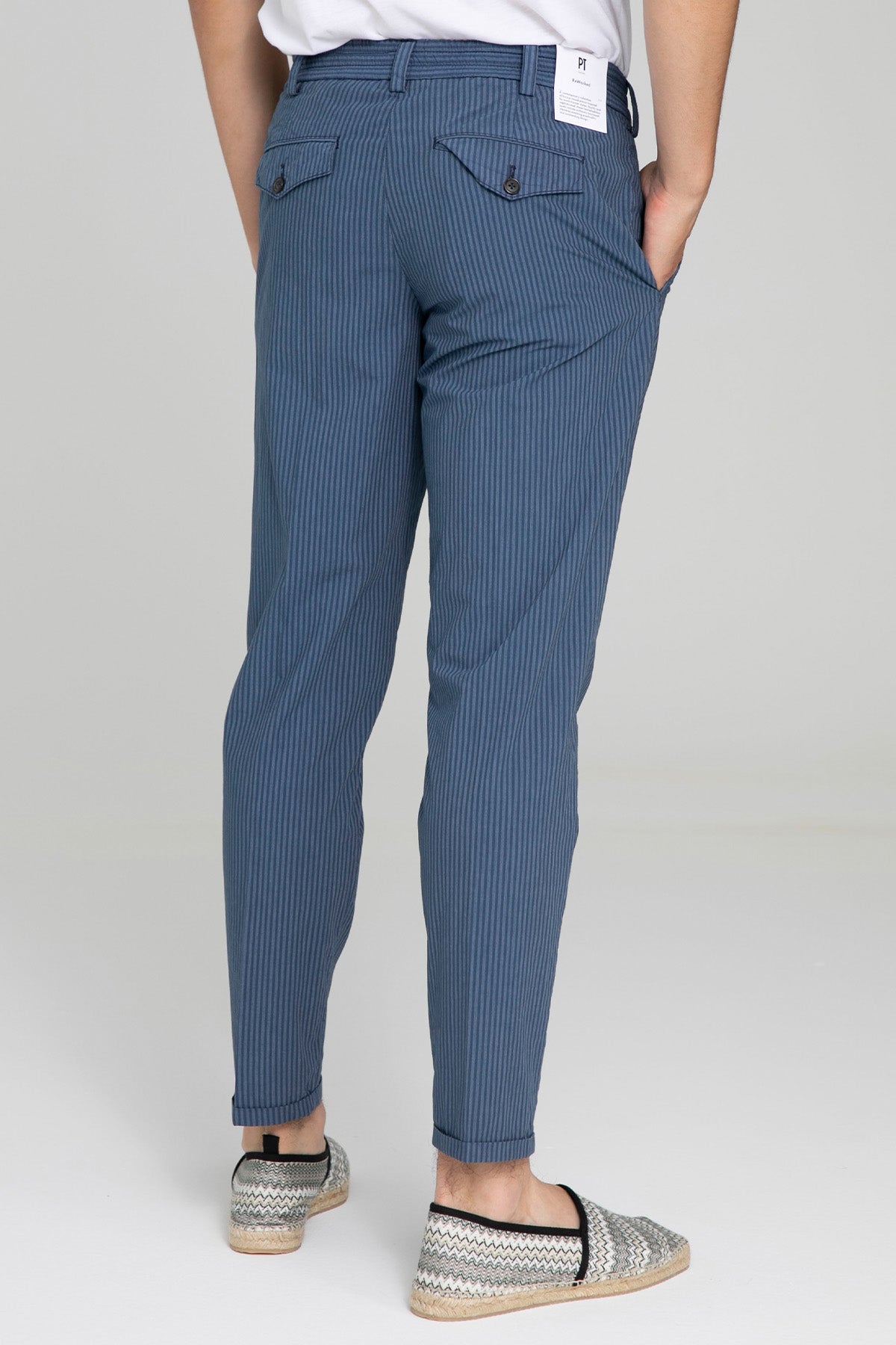 Pantaloni Torino The Rebel Slim Fit Streç Çizgili Pantolon