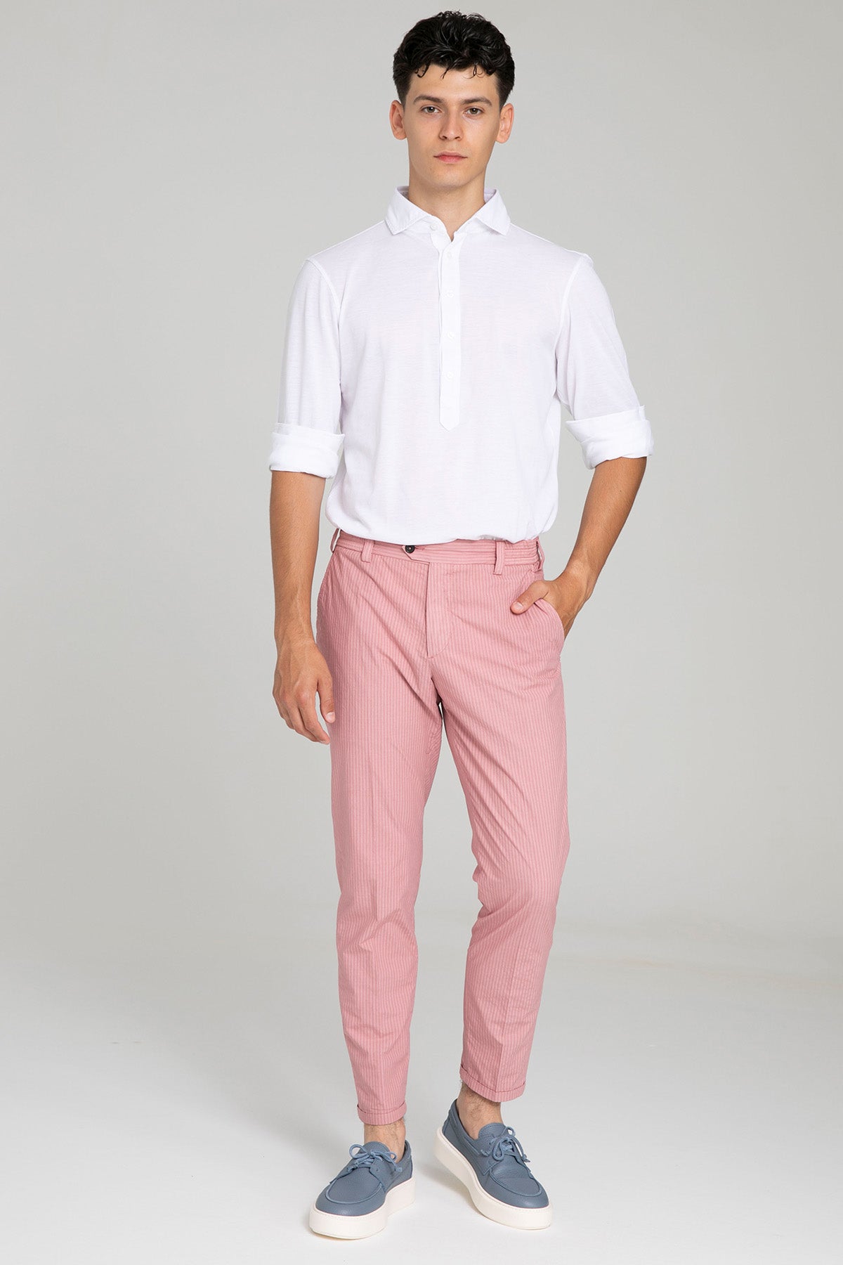 Pantaloni Torino The Rebel Slim Fit Streç Çizgili Pantolon