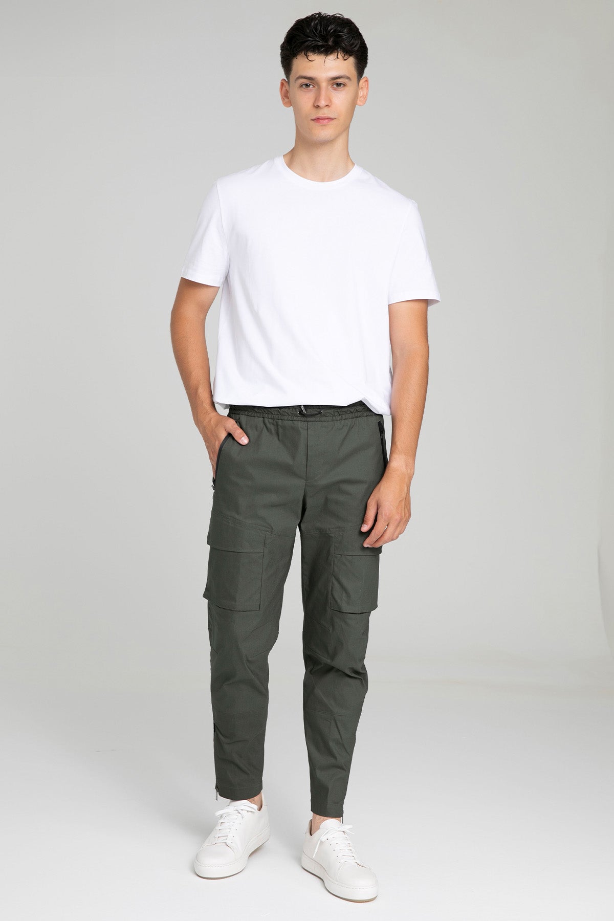 Pantaloni Torino Paçası Fermuarlı Streç Kargo Pantolon