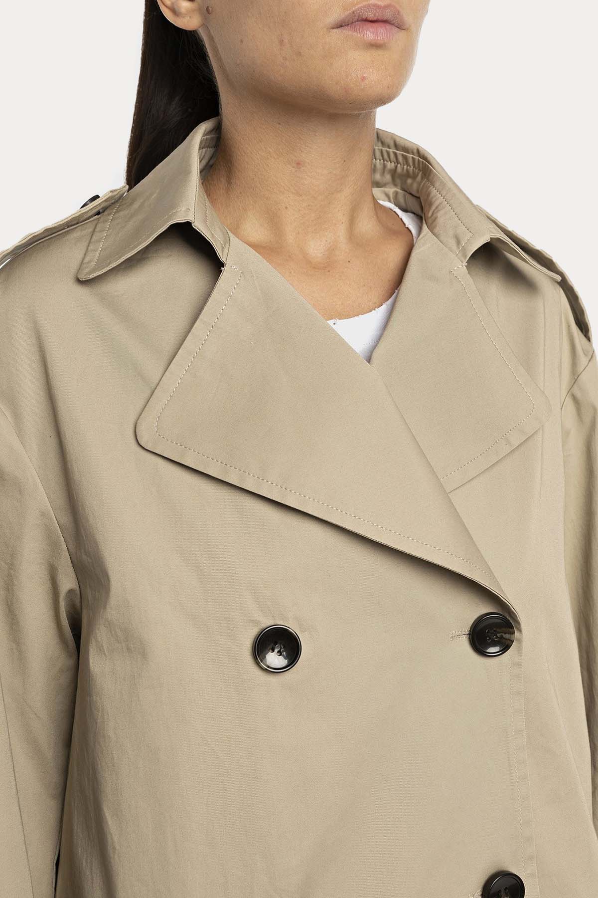 Replay Kruvaze Crop Trençkot Ceket