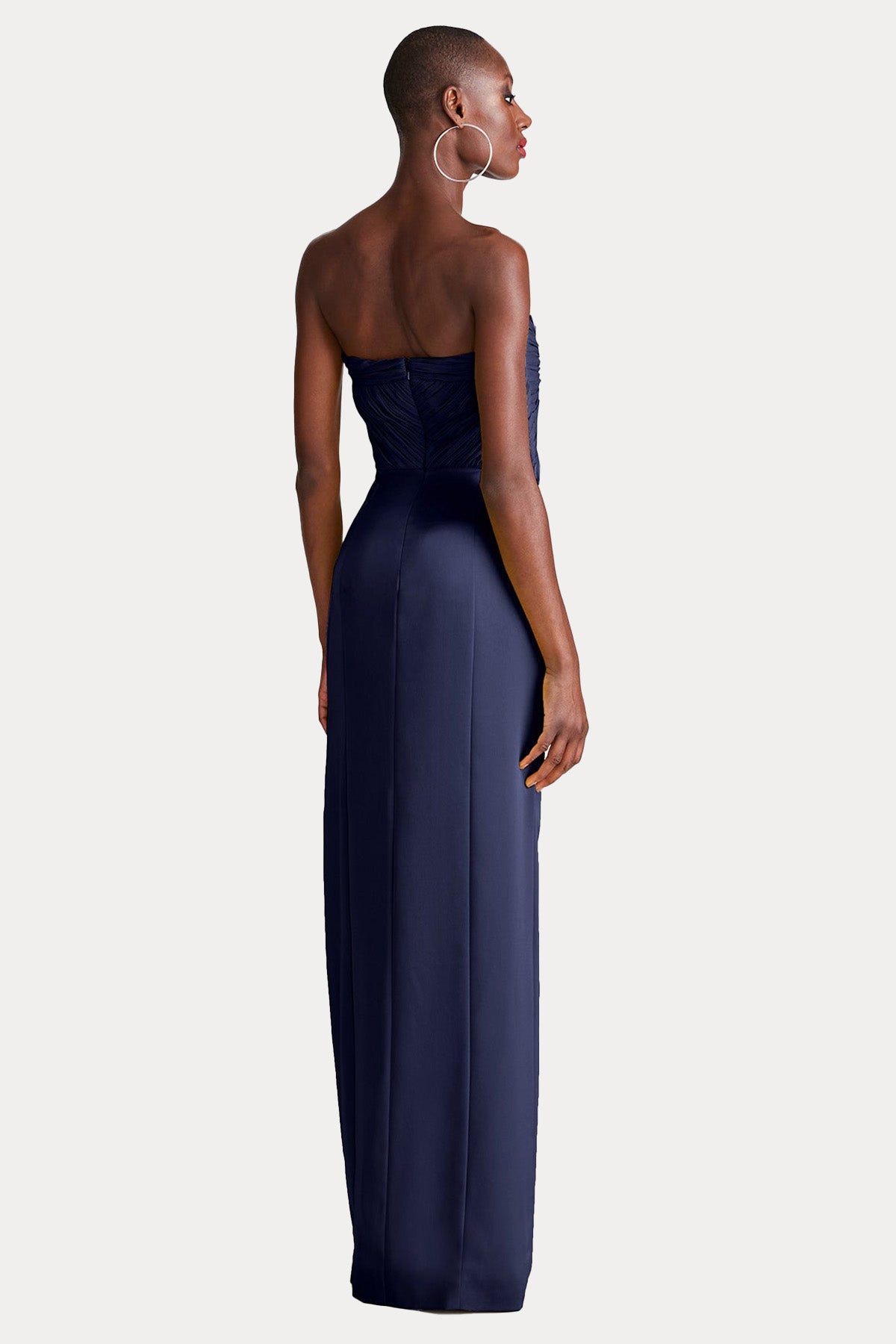 Halston Drapeli Straplez Maxi Abiye Elbise-Abiye-Libas
