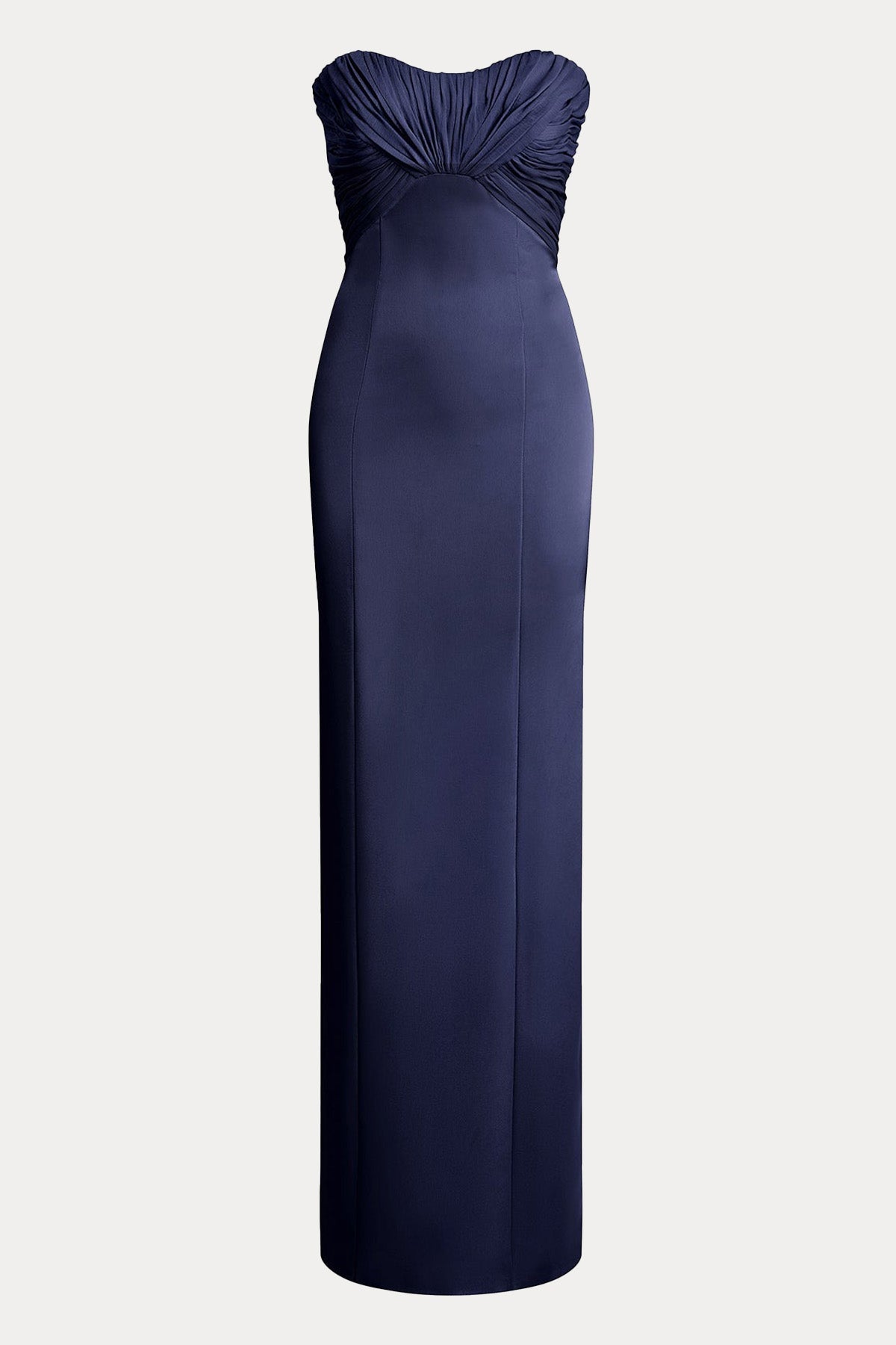 Halston Drapeli Straplez Maxi Abiye Elbise