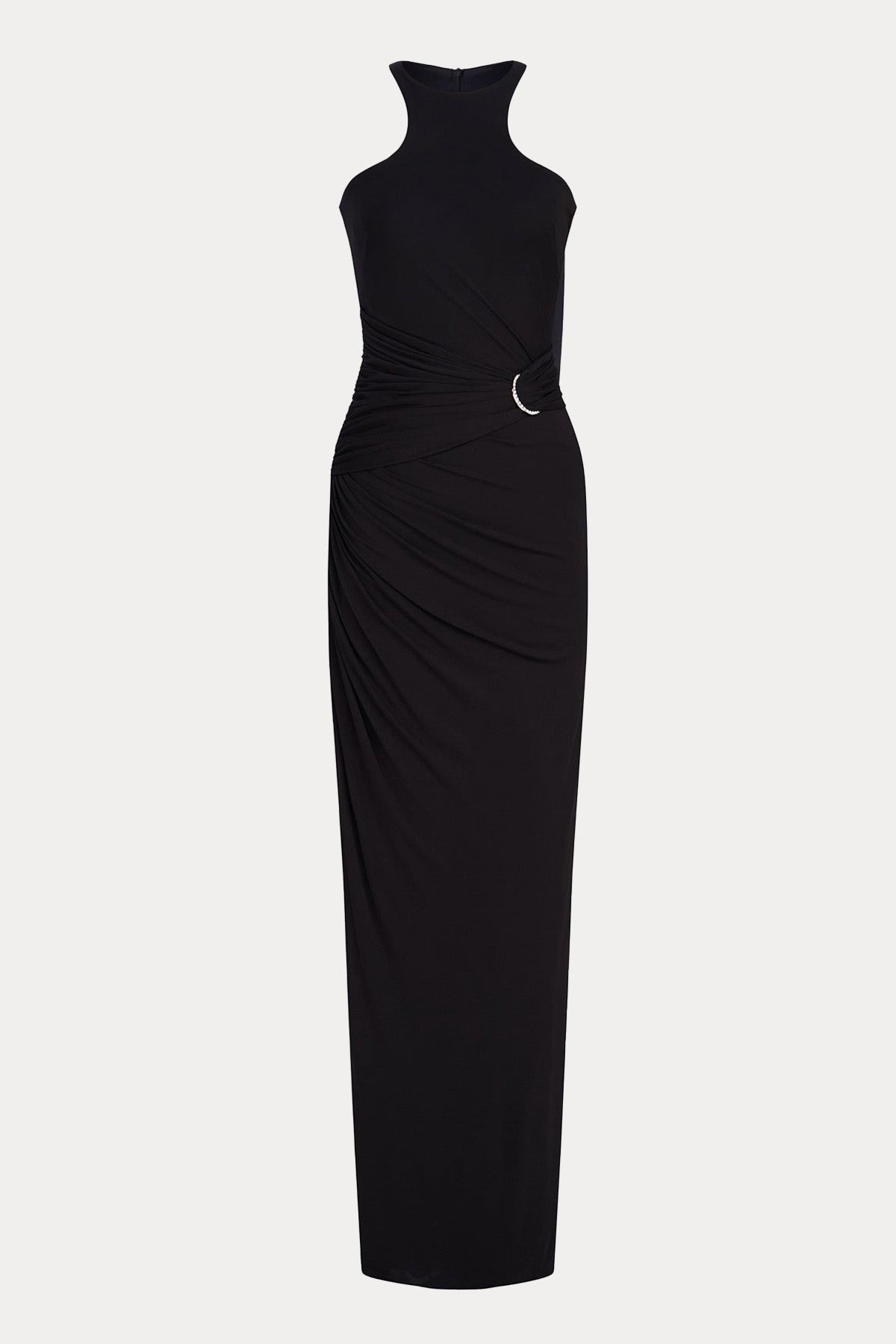 Halston Halter Yaka Derin Yırtmaç Detaylı Maxi Abiye Elbise