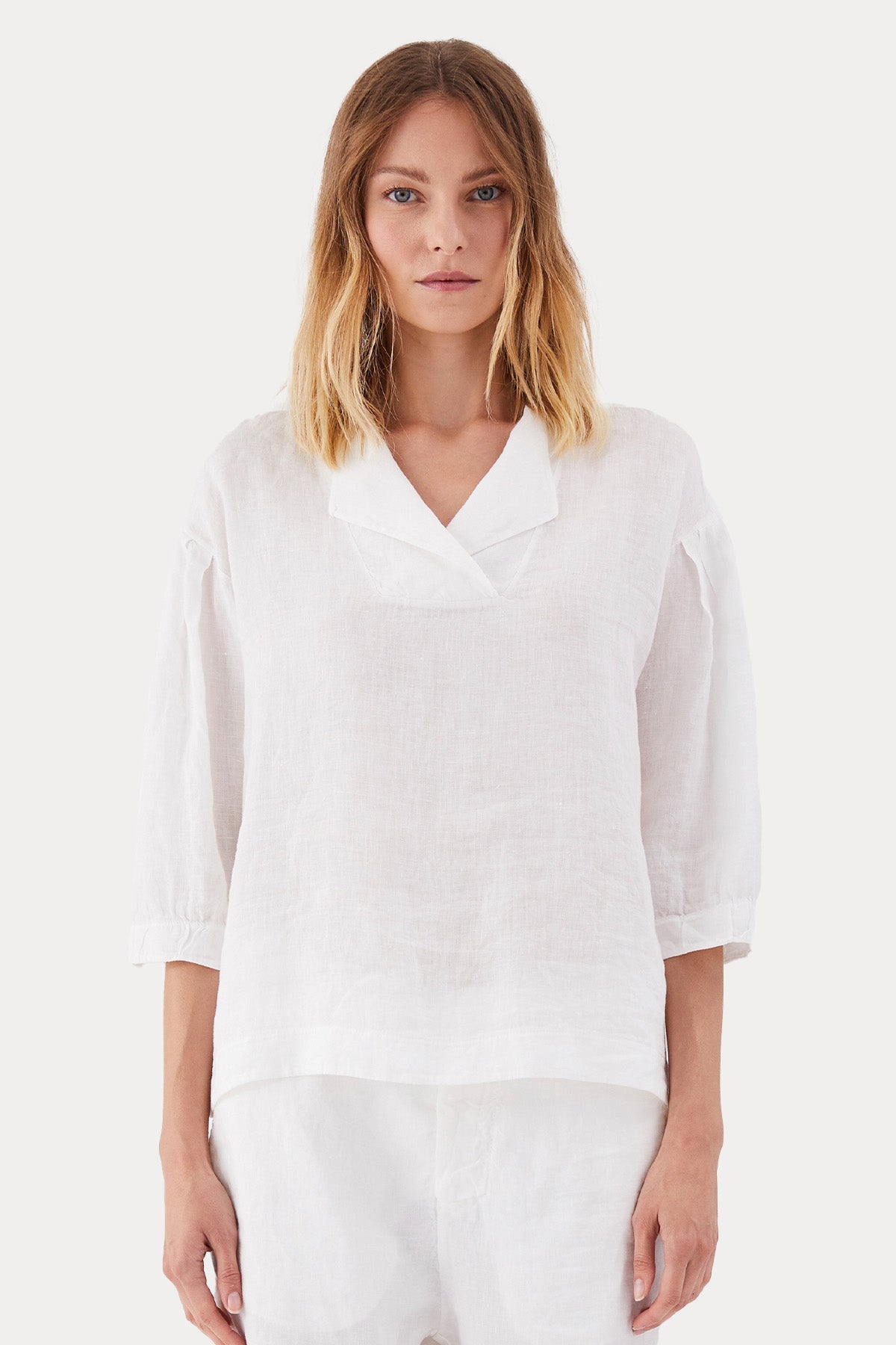 Transit Geniş Kesim Keten Bluz