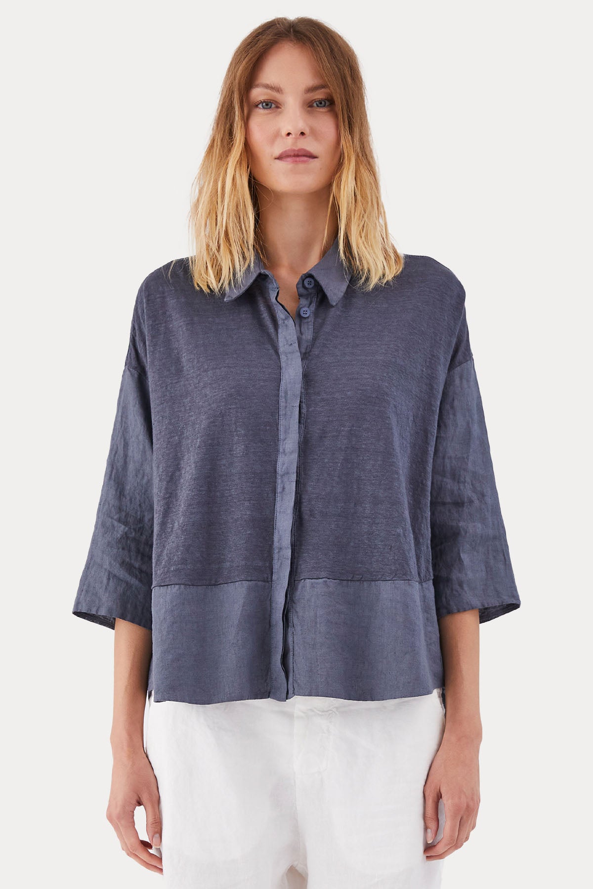 Transit Geniş Kesim Keten Gömlek