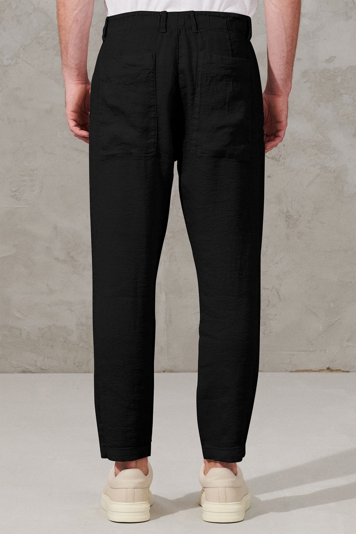 Transit Beli Lastikli Yandan Cepli Tek Pile Keten Pantolon