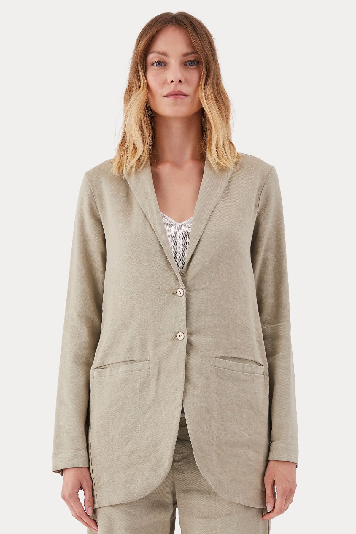 Transit Geniş Kesim Keten Blazer Ceket