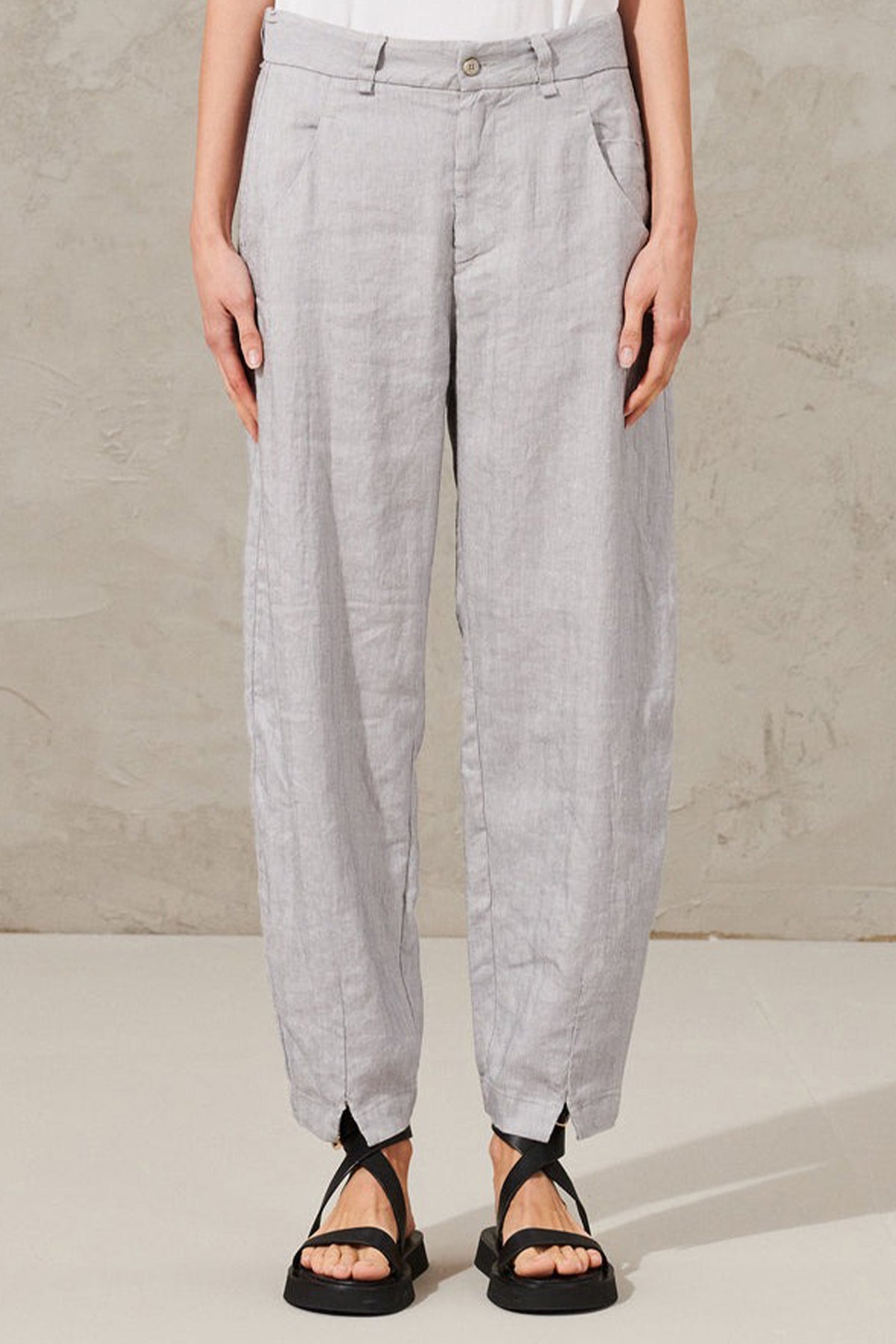 Transit Comfort Fit Yandan Cepli Keten Pantolon