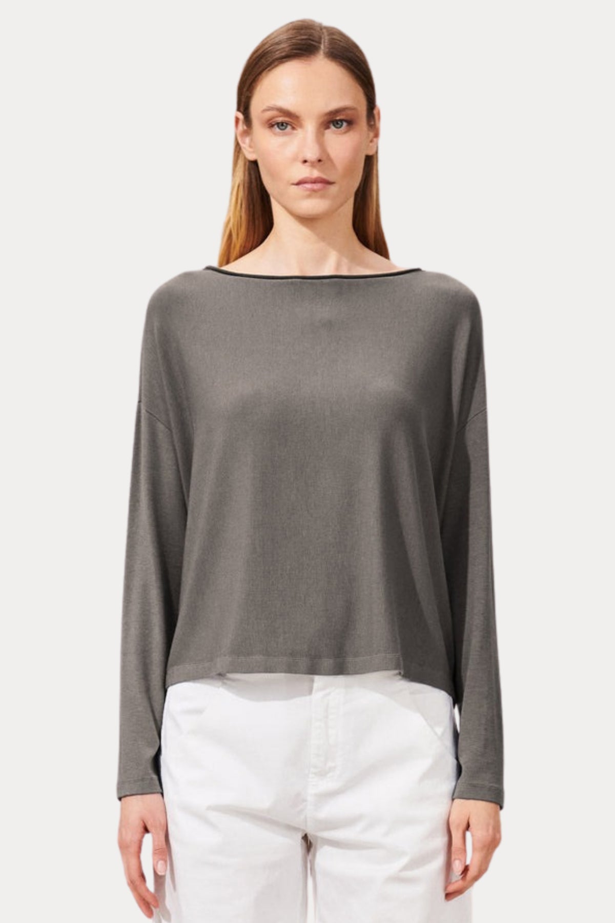 Transit Kayık Yaka Streç Bluz