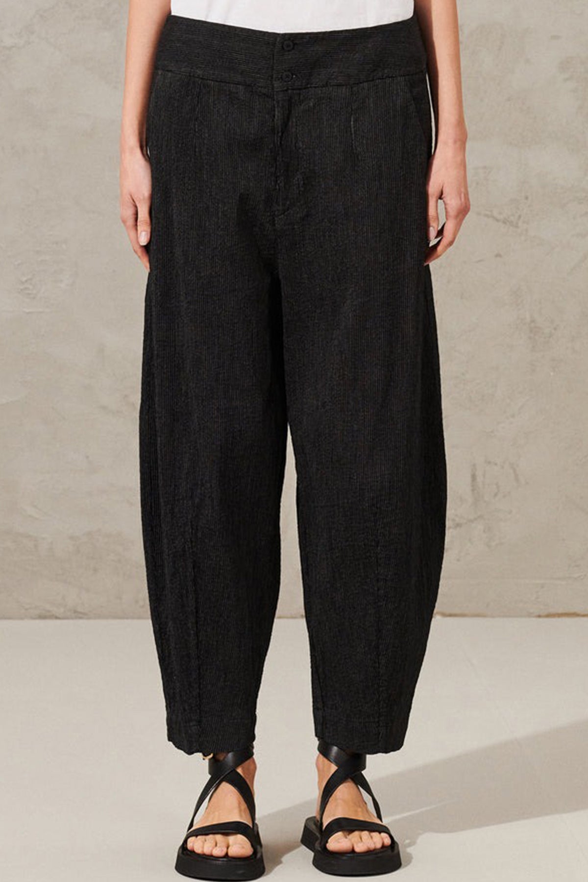 Transit Yandan Cepli Keten Crop Pantolon