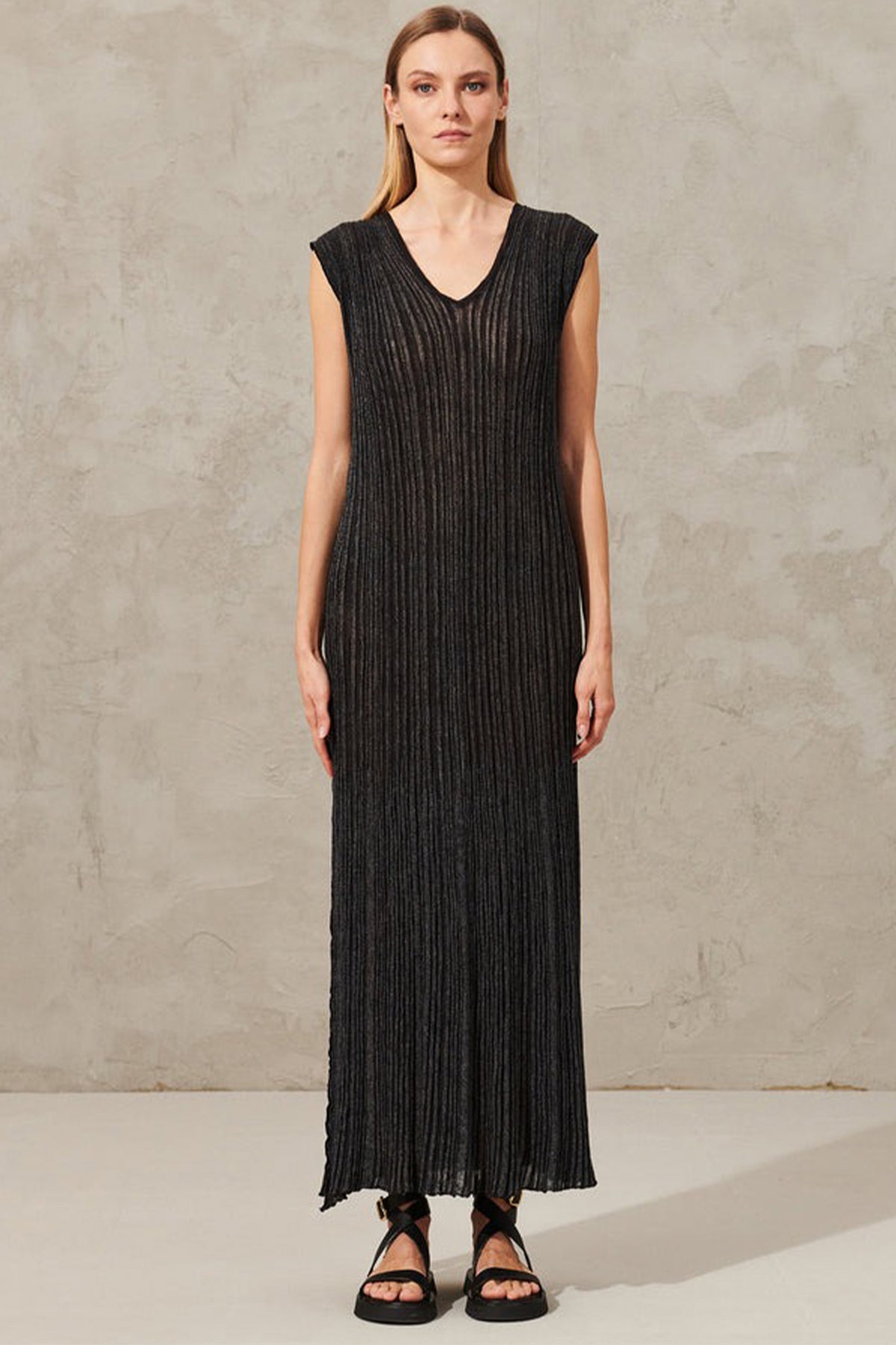Transit V Yaka Maxi Elbise