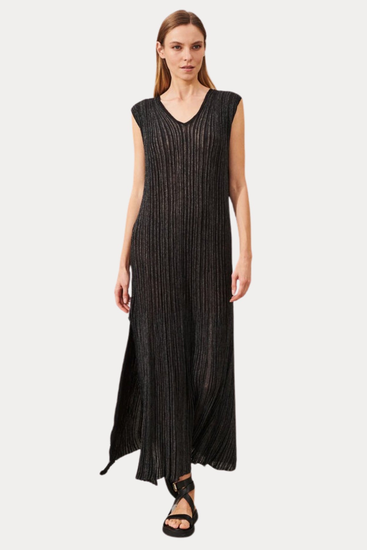 Transit V Yaka Maxi Elbise
