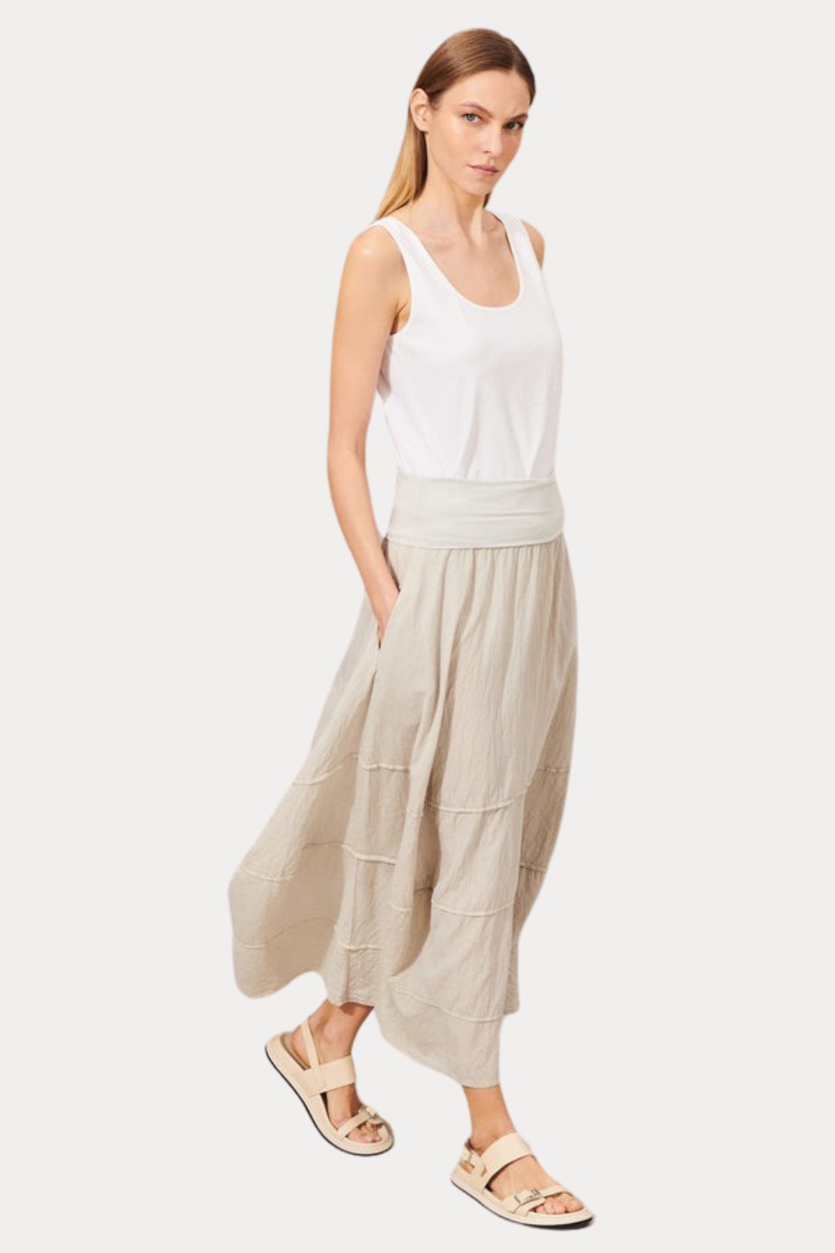 Transit Comfort Fit İpek Midi Etek