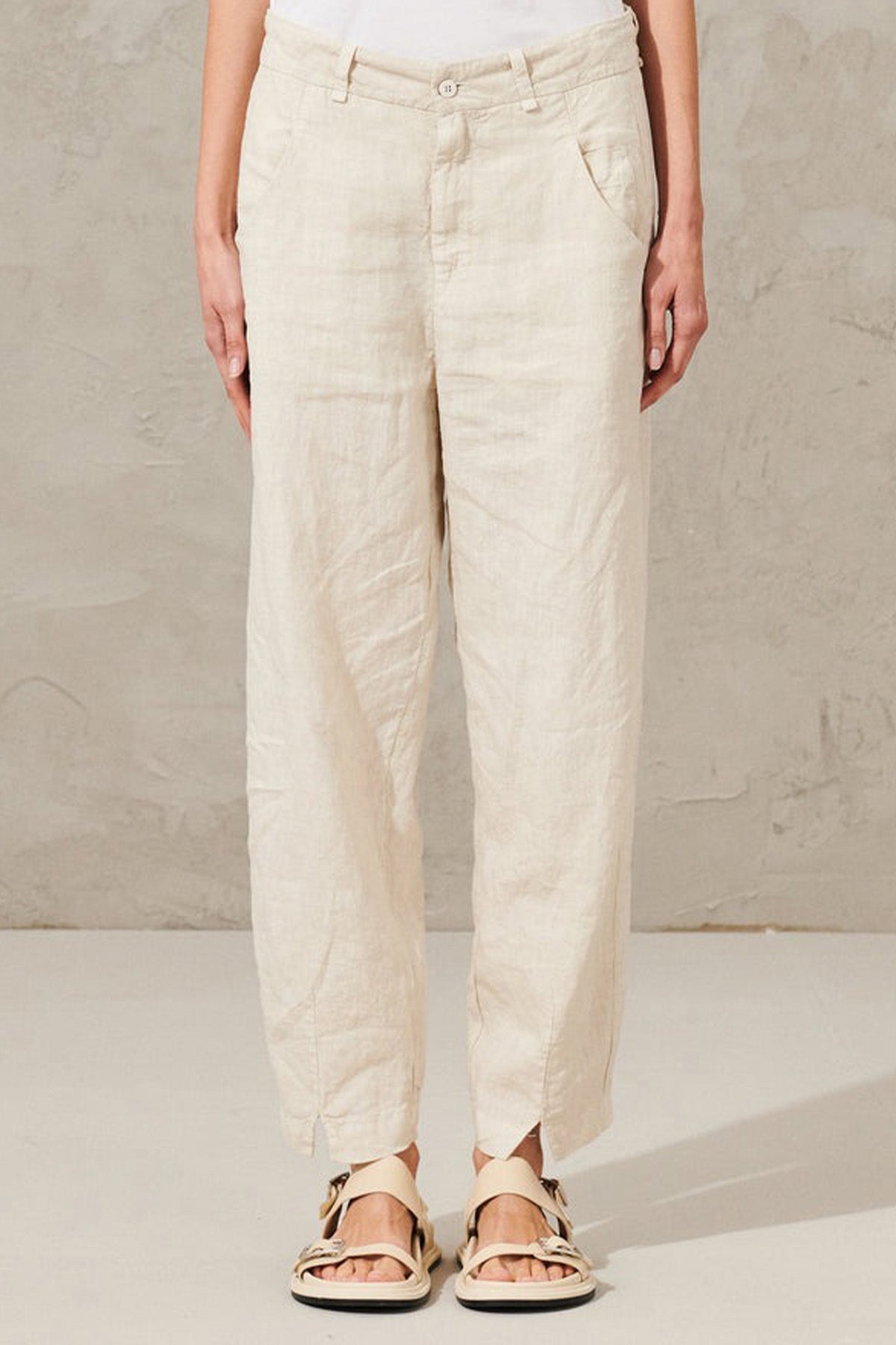 Transit Comfort Fit Yandan Cepli Keten Pantolon