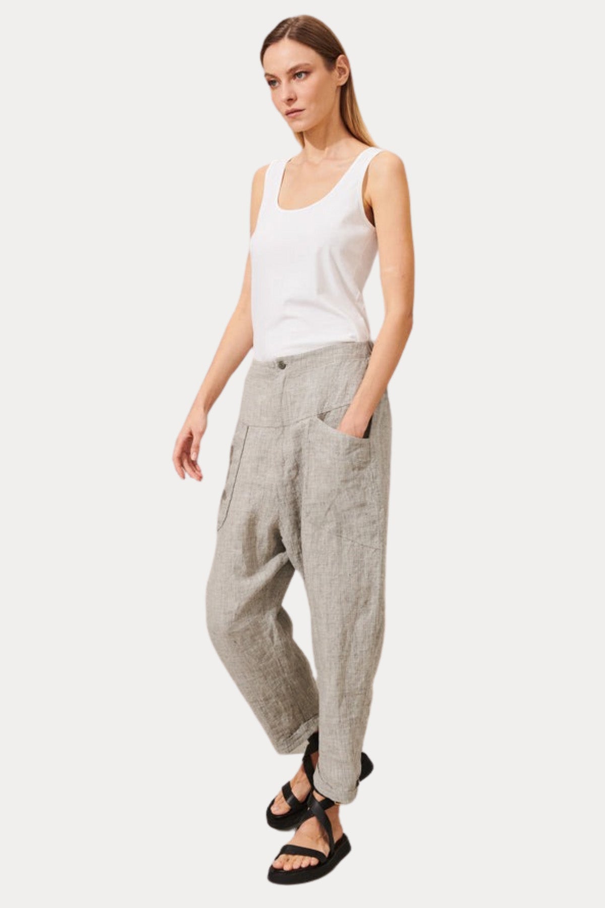 Transit Comfort Fit Spor Cepli Beli Lastikli Keten Pantolon