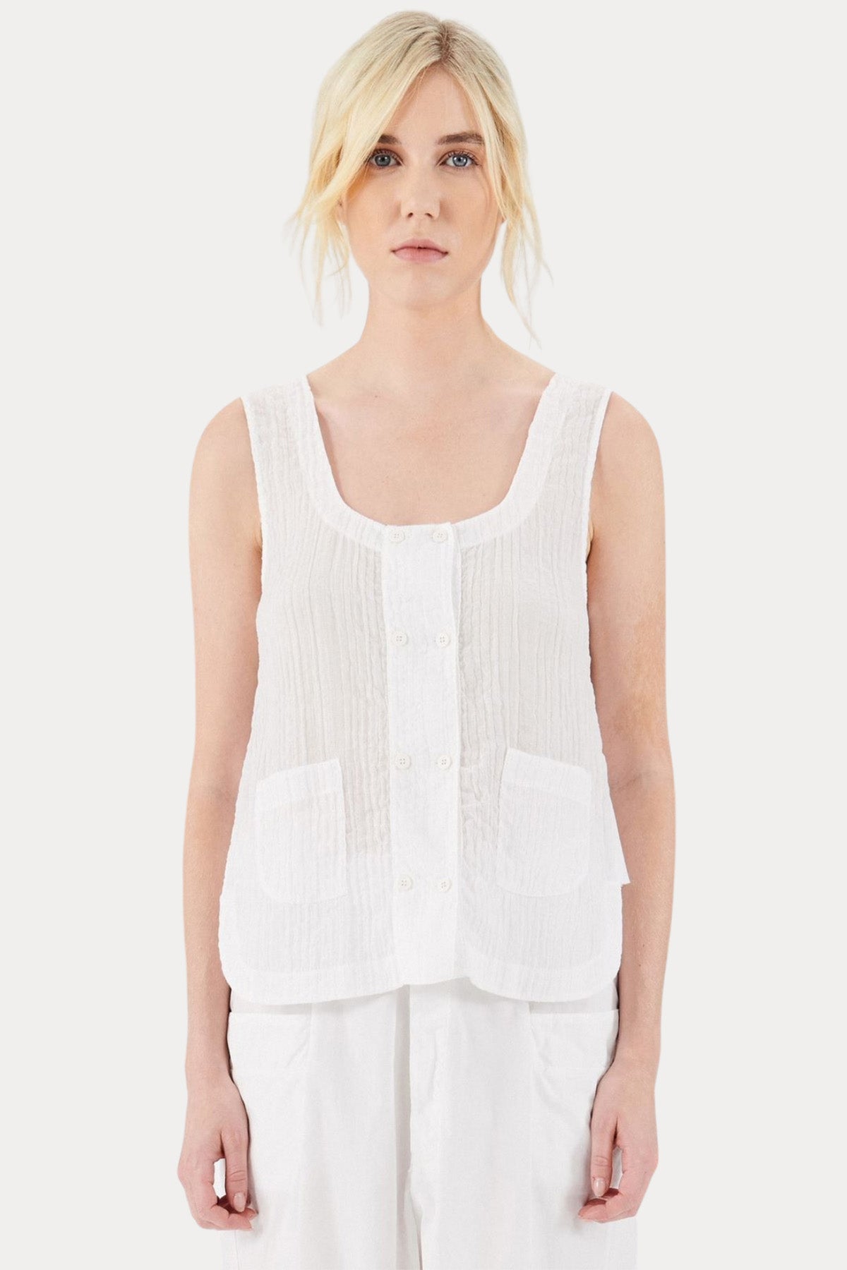 Transit Geniş Yuvarlak Yaka Kalın Askılı Bluz