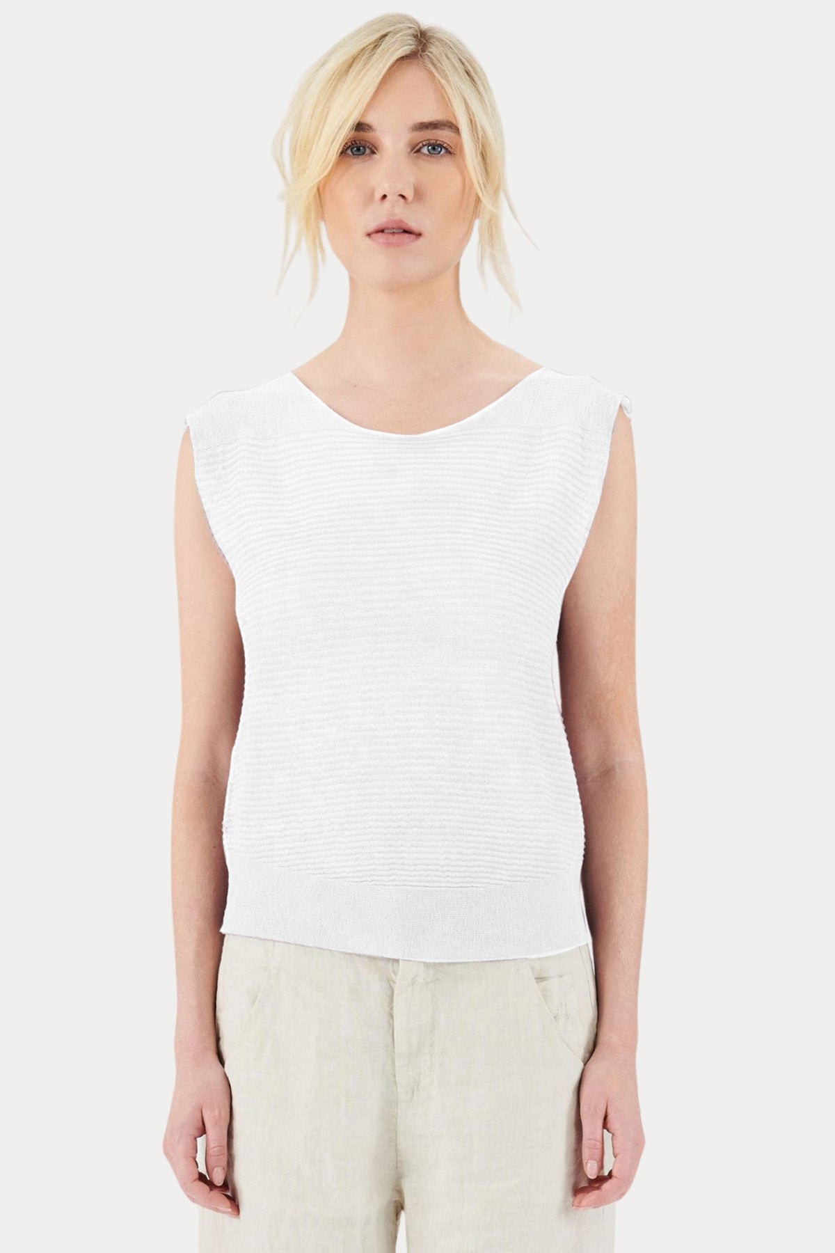 Transit Yuvarlak Yaka Fitilli İnce Örgü Bluz