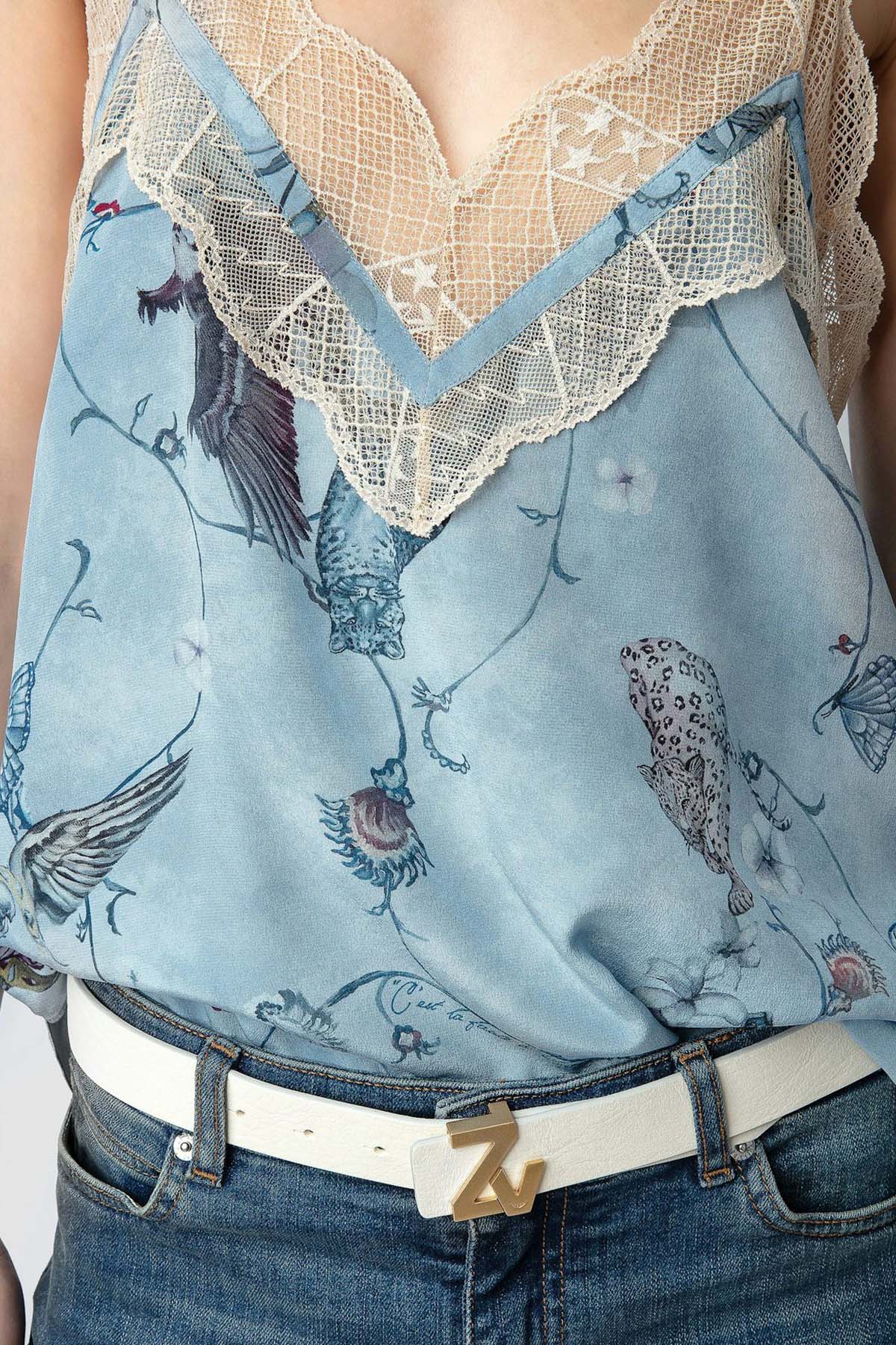 Zadig & Voltaire Dantel Detaylı Askılı Desenli Bluz