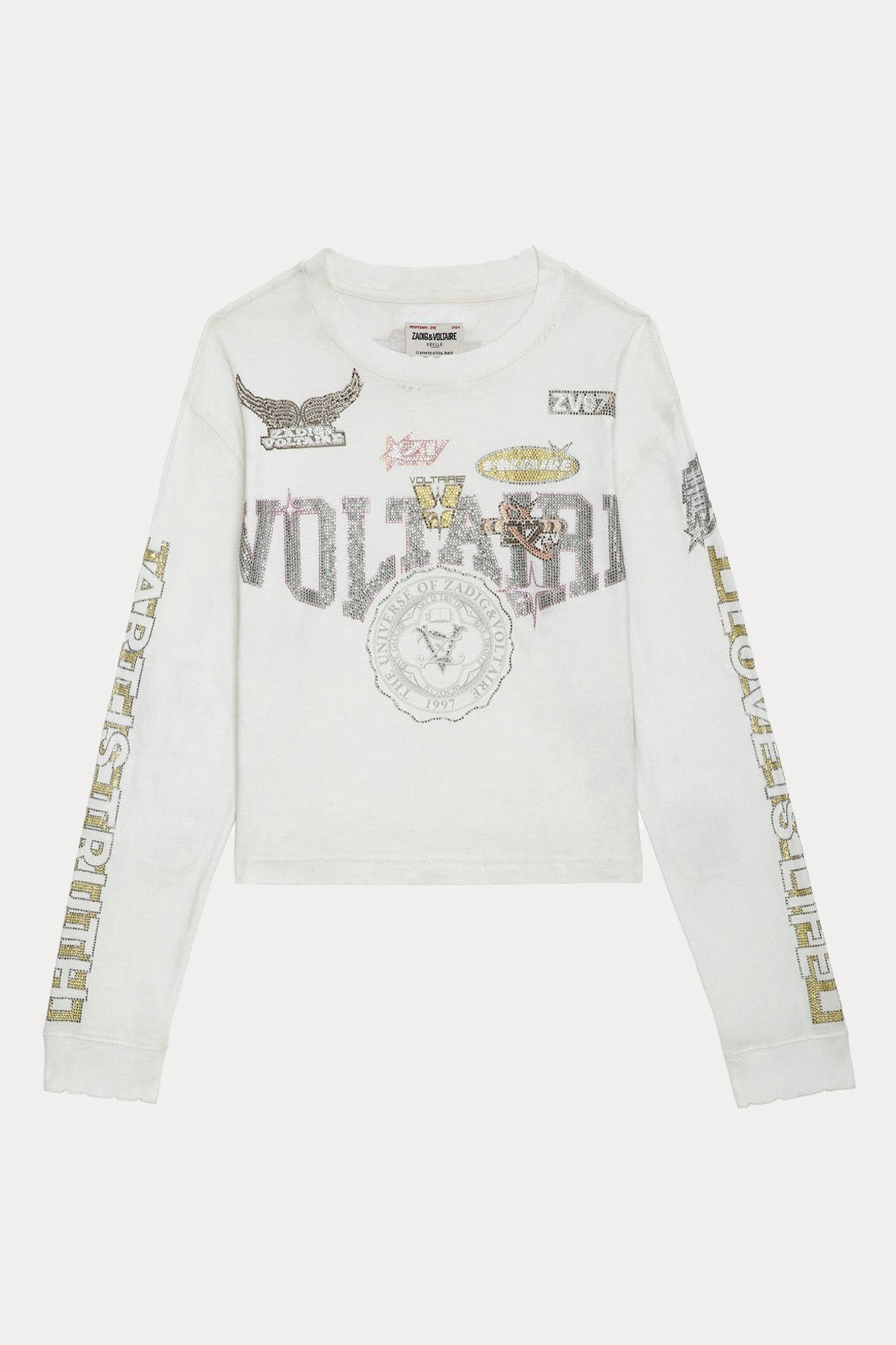 Zadig & Voltaire Yuvarlak Yaka Logolu Crop T-shirt