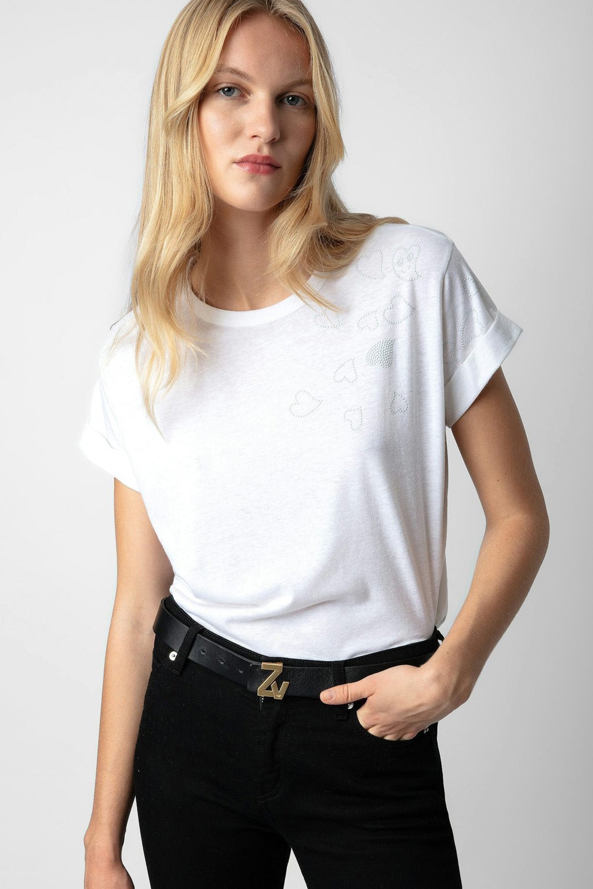 Zadig & Voltaire Yuvarlak Yaka Kalp Logolu T-shirt