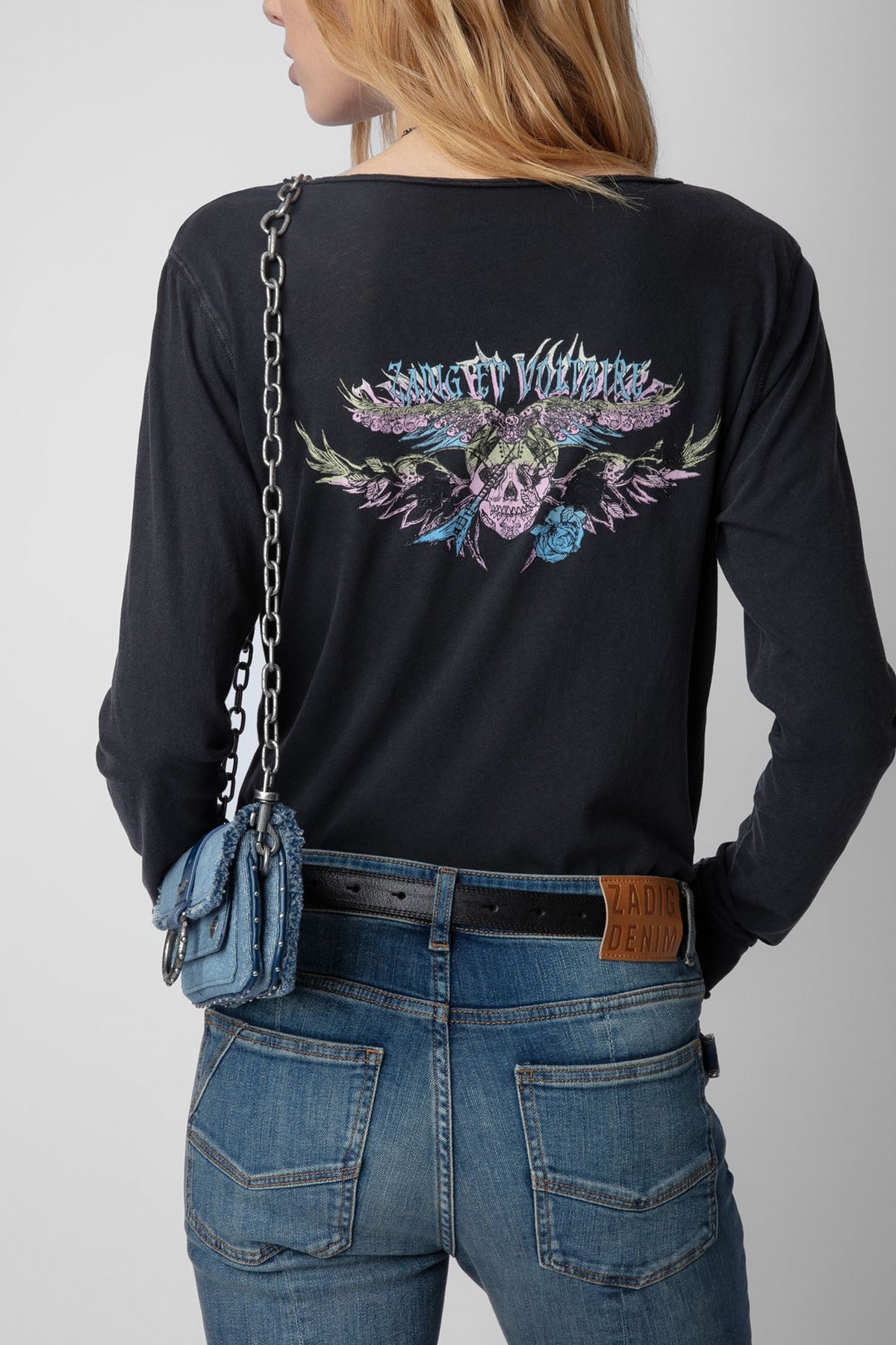 Zadig & Voltaire Yuvarlak V Yaka Sırtta Nakış Logolu T-shirt