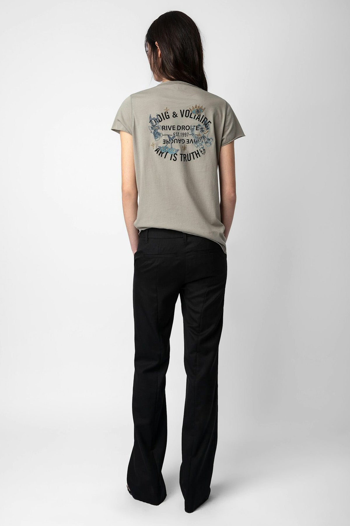 Zadig & Voltaire V Yaka Sırtta Nakış Logolu T-shirt