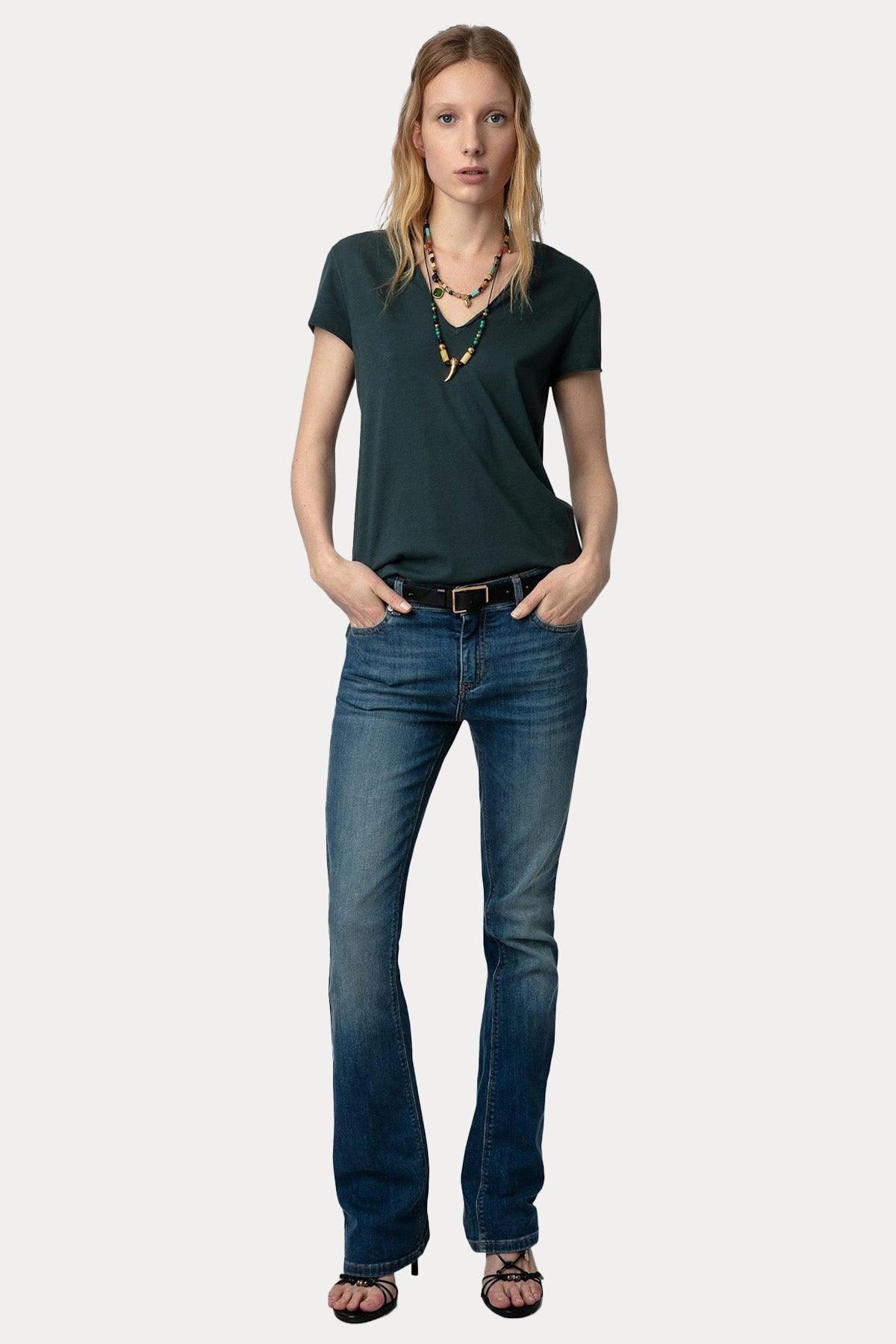 Zadig & Voltaire V Yaka Sırtta Logolu T-shirt