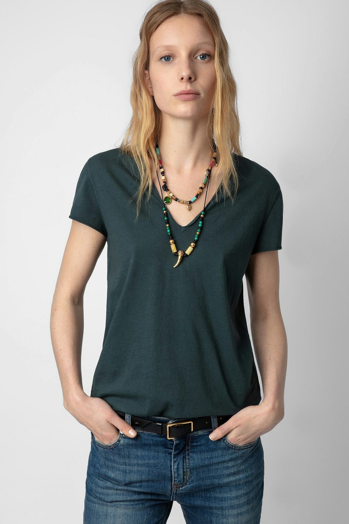 Zadig & Voltaire V Yaka Sırtta Logolu T-shirt