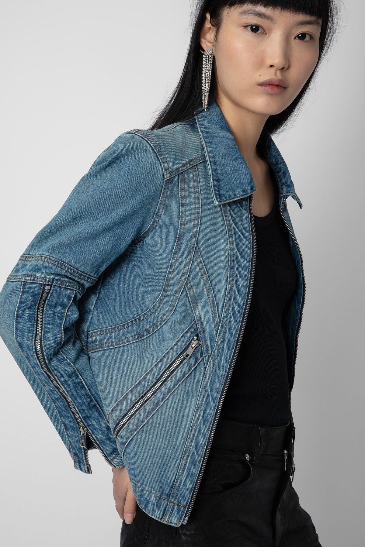 Zadig & Voltaire Fermuar Detaylı Denim Ceket