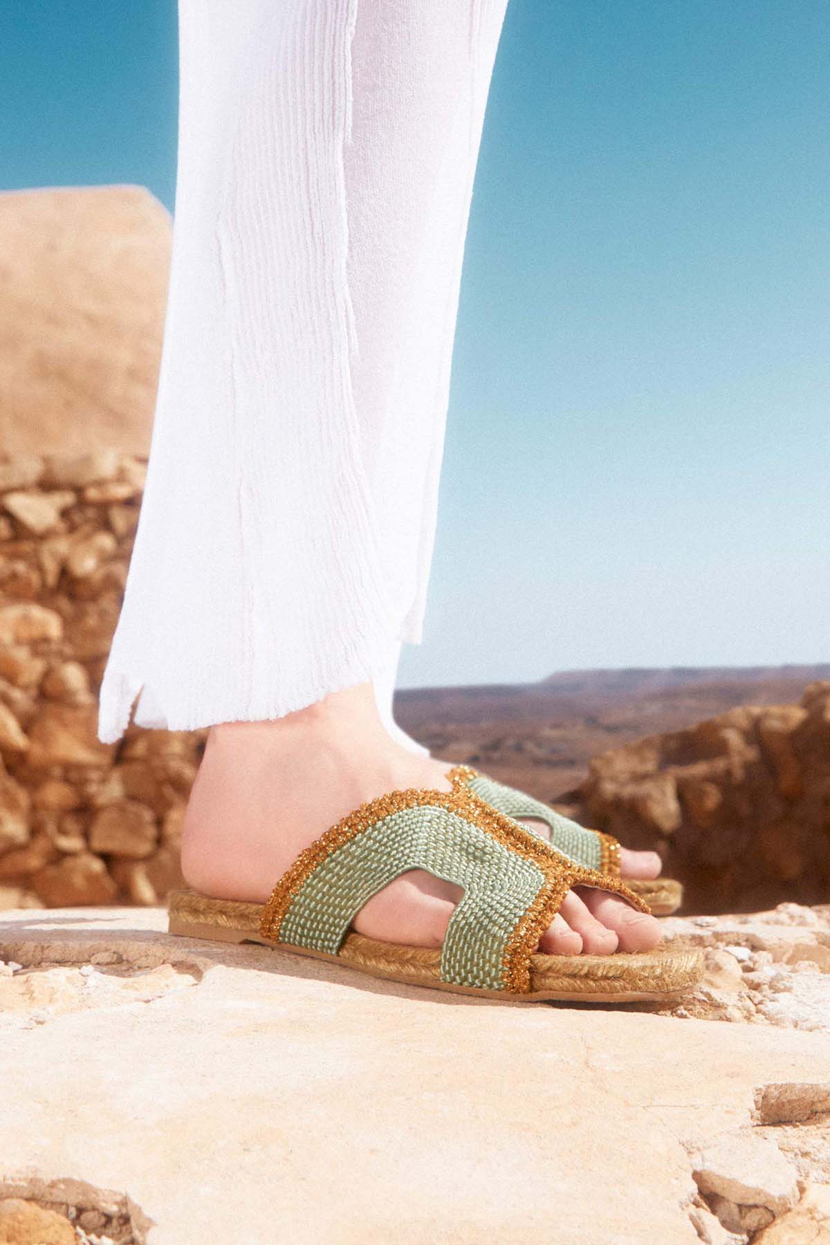 Castaner Pura Hasır Örgü Küt Burunlu Terlik