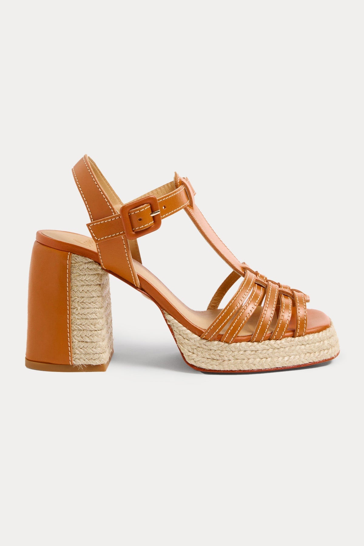 Castaner Vernia Hasır Detaylı Topuklu Küt Burunlu Deri Sandalet