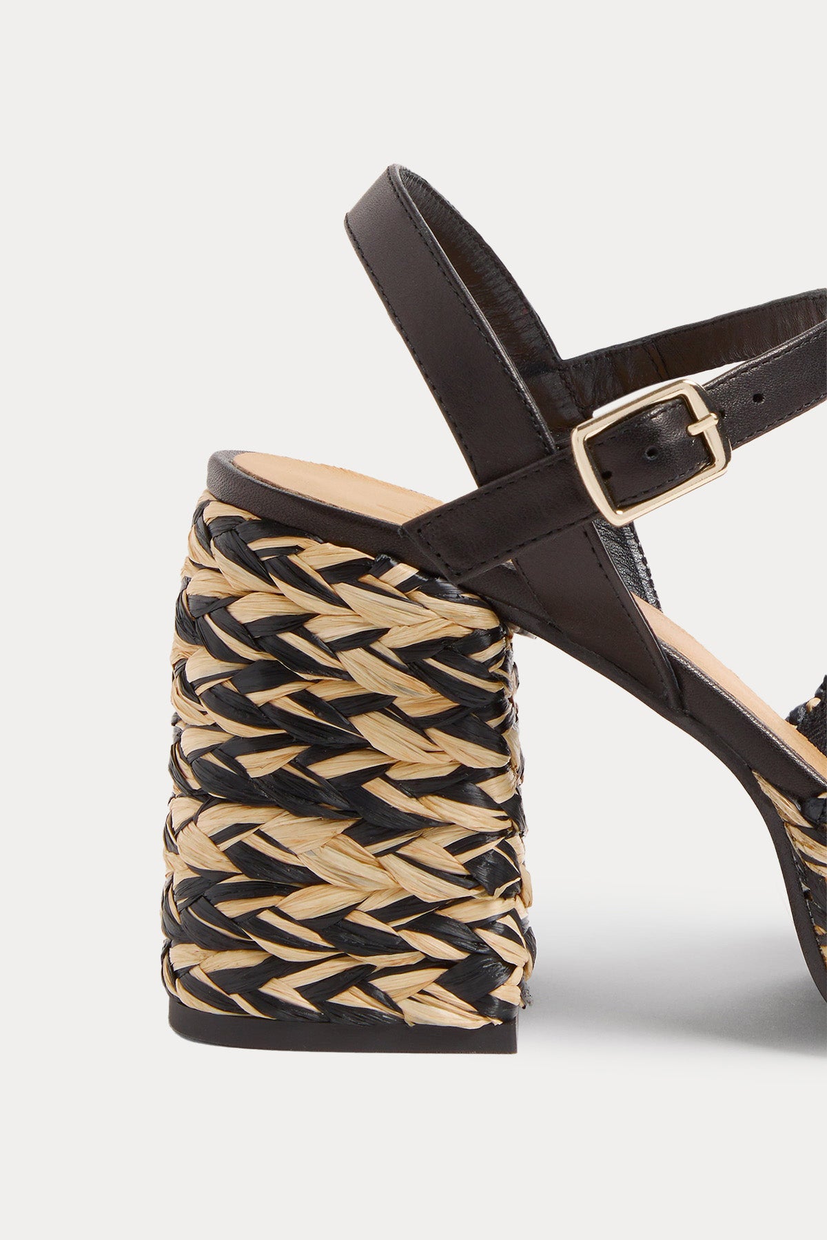 Castaner Vicen Deri Detaylı Topuklu Hasır Örgü Küt Burunlu Sandalet