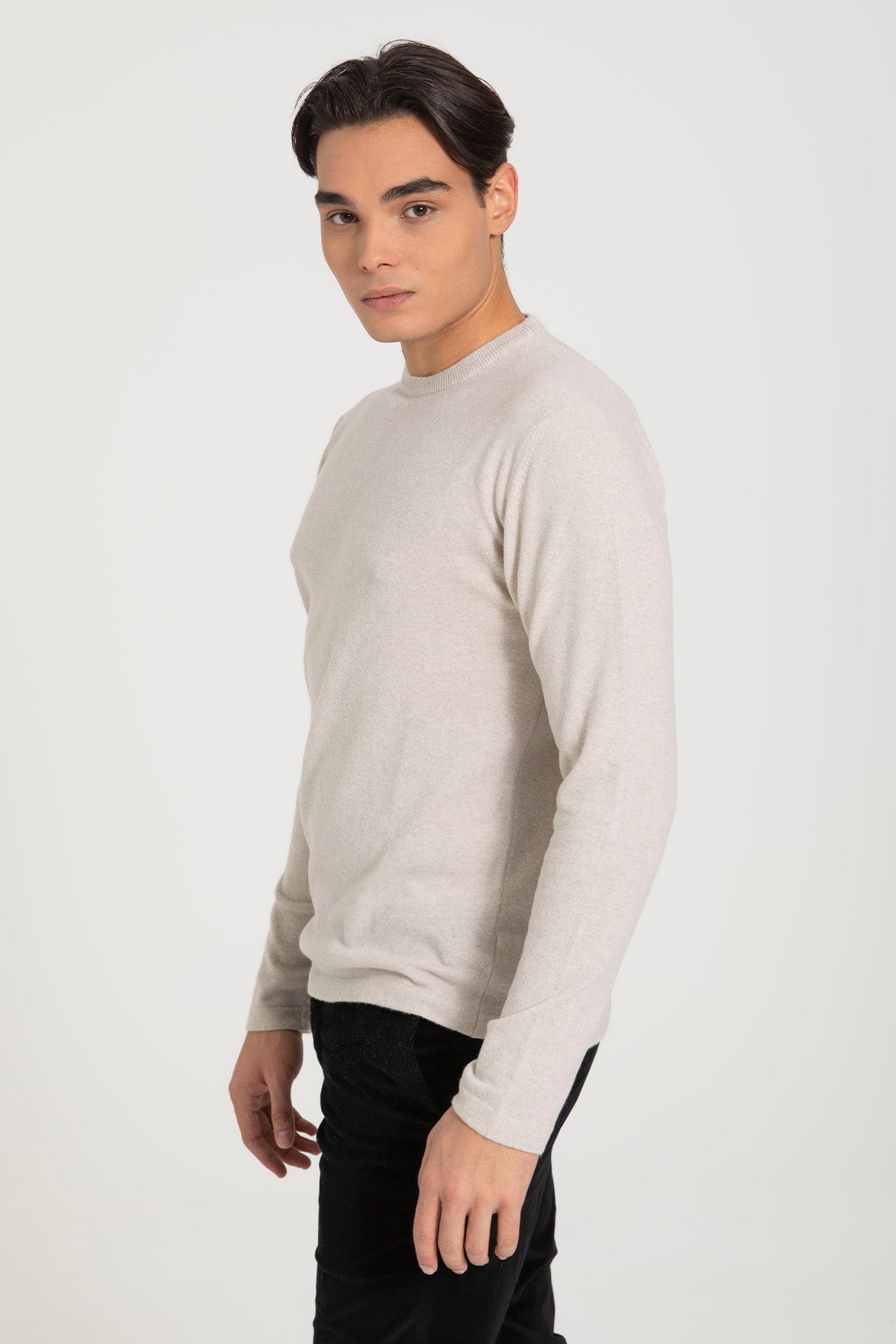 Manifattura Yuvarlak Yaka Kaşmir Yün Örgü Triko