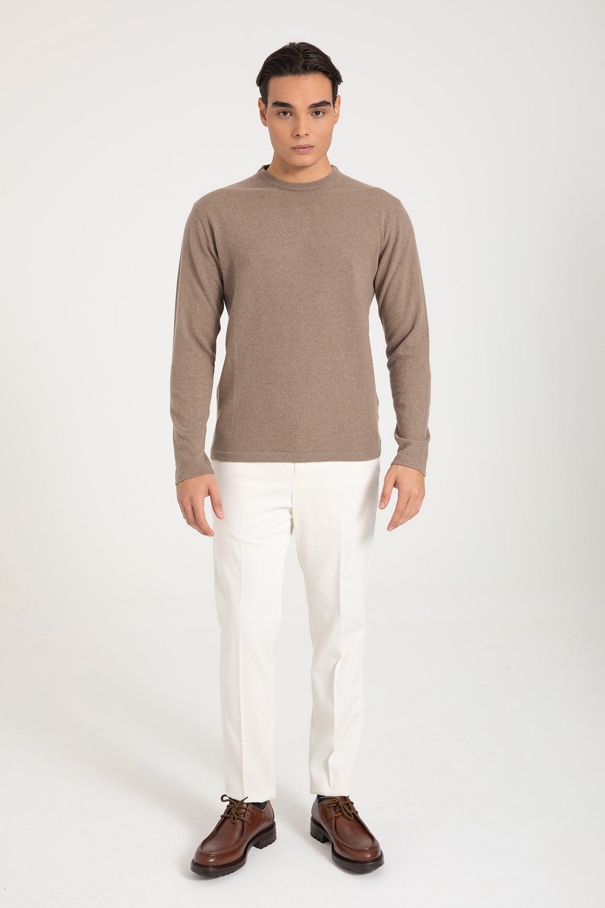 Manifattura Yuvarlak Yaka Kaşmir Yün Örgü Triko