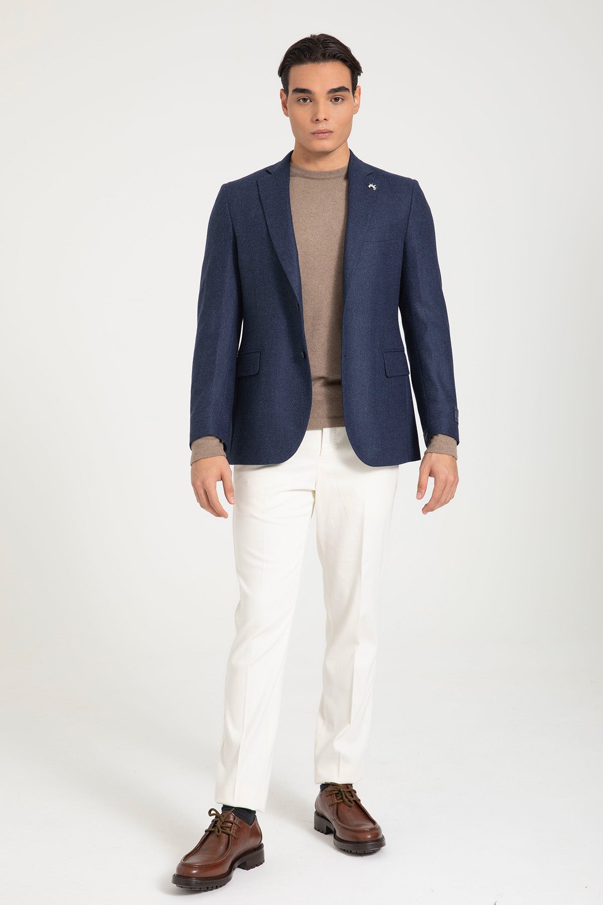 Manifattura Yuvarlak Yaka Kaşmir Yün Örgü Triko