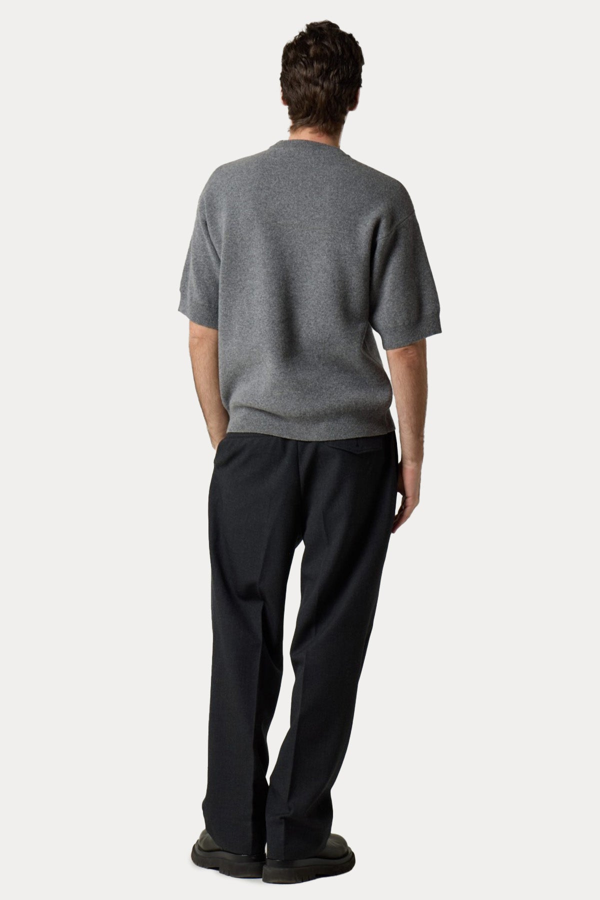 Manifattura Yuvarlak Yaka Kısa Kollu Kaşmir Yün Örgü Triko