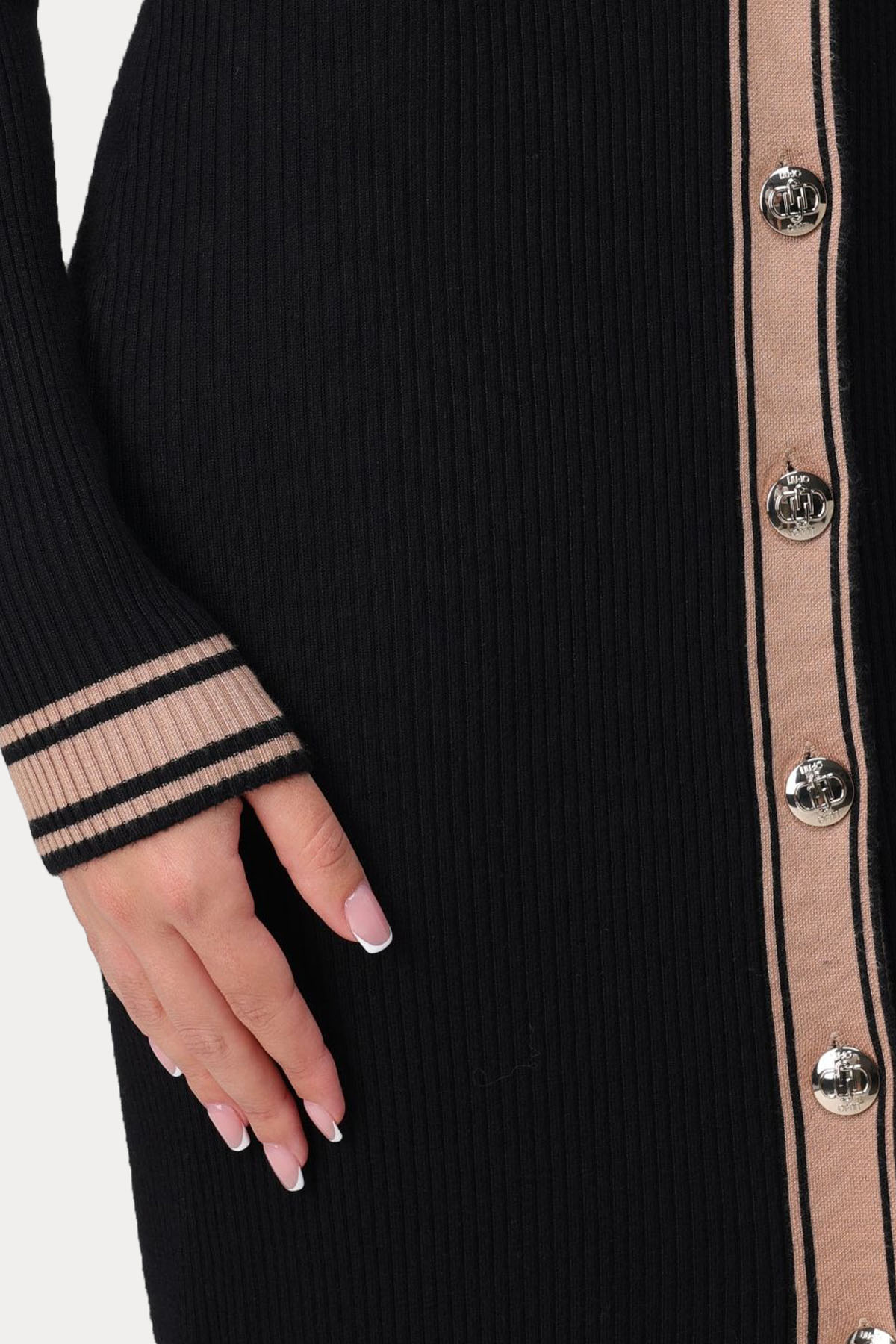 Liu Jo Derin V Yaka Slim Fit Örgü Triko Elbise-Elbise-Libas