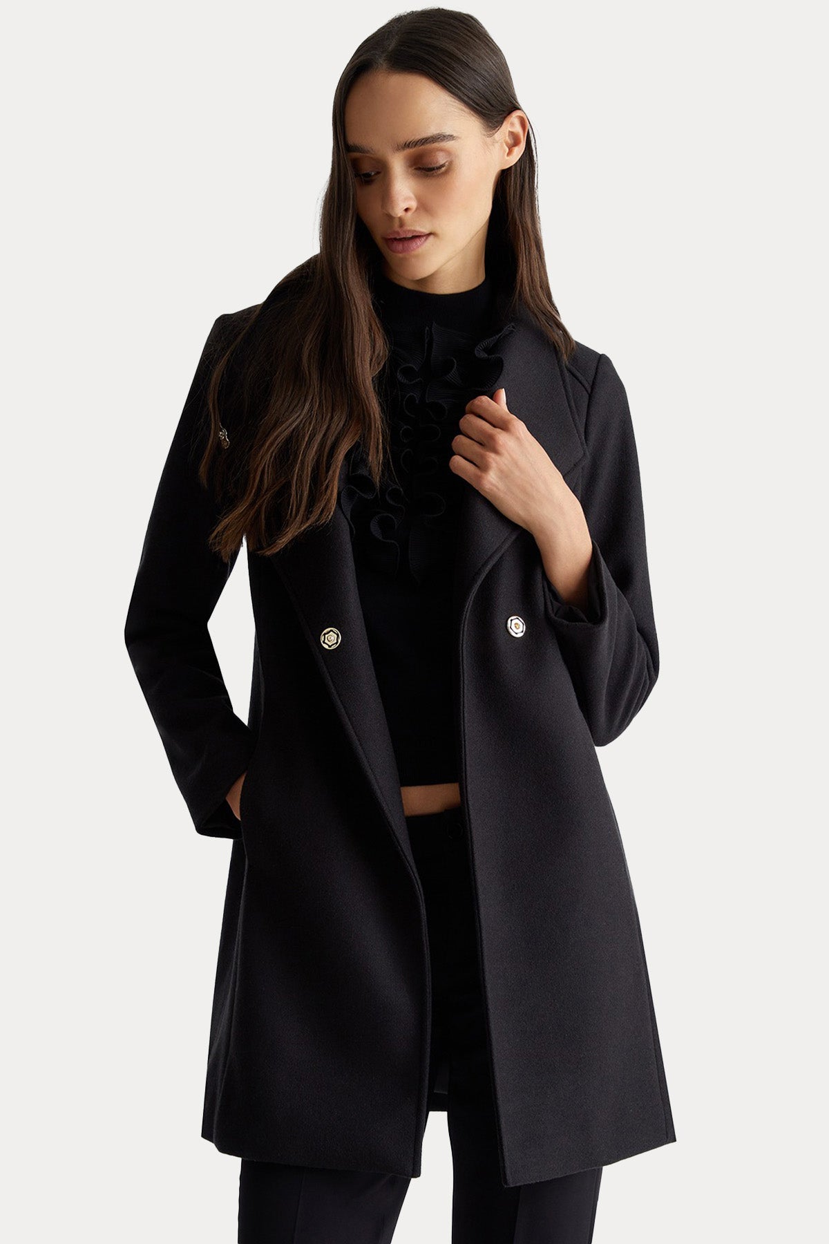 Liu Jo Kruvaze Dik Yaka Kaban