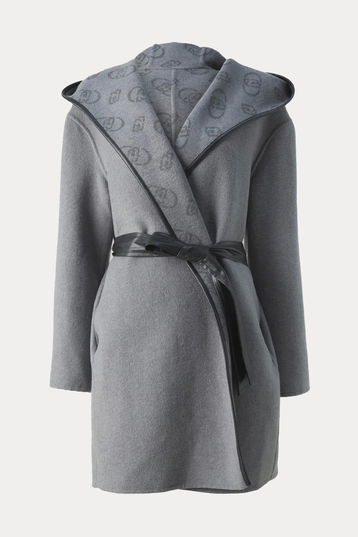 Liu Jo Kapüşonlu Kemerli Yün Kaban