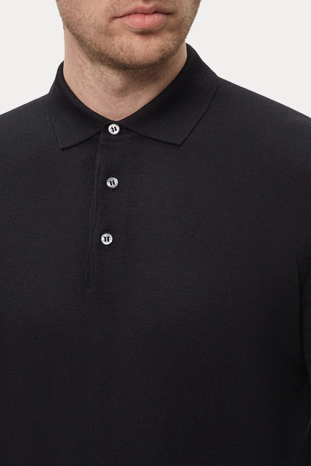 Gran Sasso Slim Fit Polo Yaka İnce Örgü Yün Triko-Triko-Libas