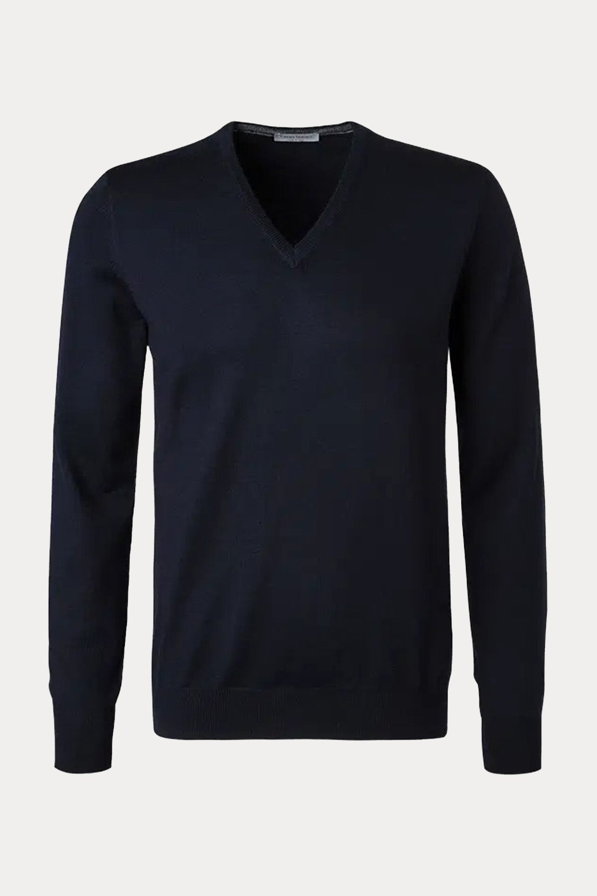 Gran Sasso Slim Fit V Yaka İnce Örgü Yün Triko-Triko-Libas