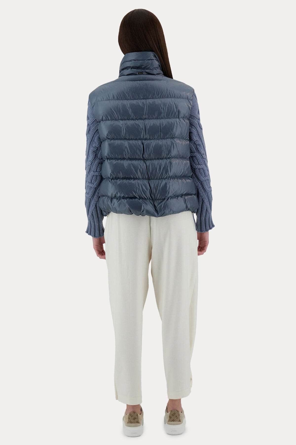 Herno Örgü Yün Kollu Dik Yaka Mont